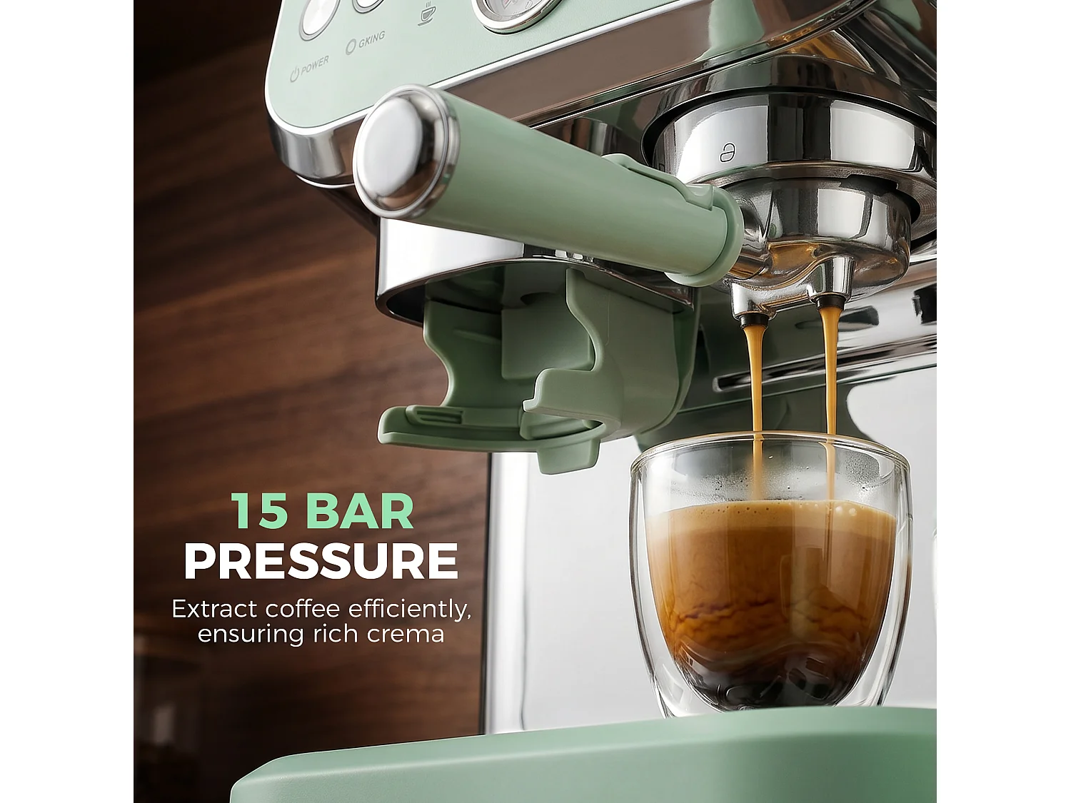 HOMCOM Espresso Machine, Bean Grinder & Steam Wand, 15 Bar Pressure, Green