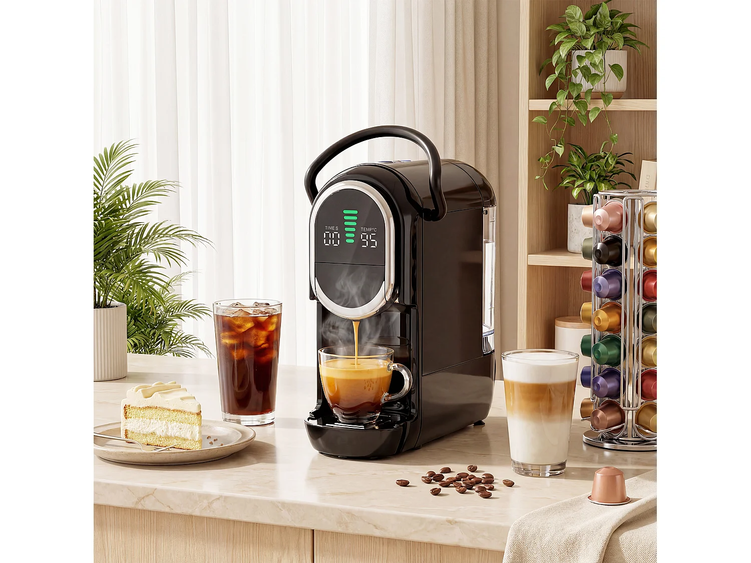 HOMCOM 19 Bar Pod Coffee Machine for Nespresso and Dolce Gusto Capsule