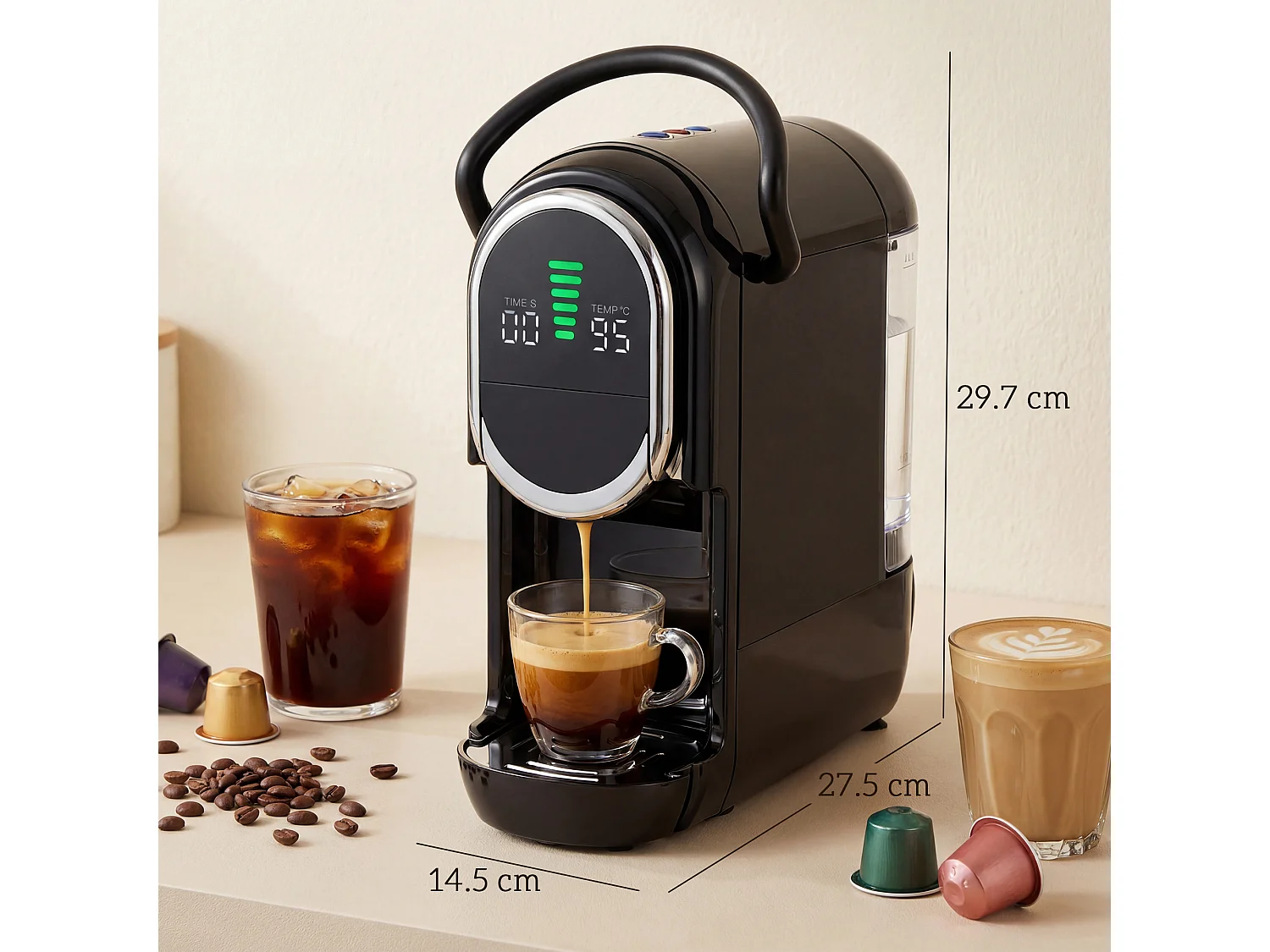HOMCOM 19 Bar Pod Coffee Machine for Nespresso and Dolce Gusto Capsule