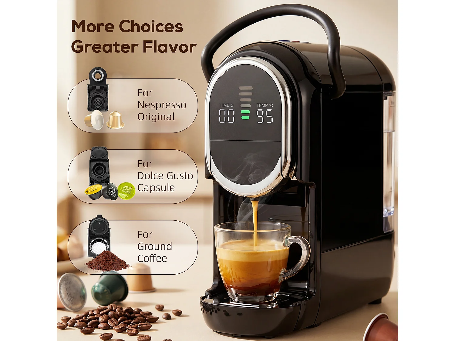 HOMCOM 19 Bar Pod Coffee Machine for Nespresso and Dolce Gusto Capsule