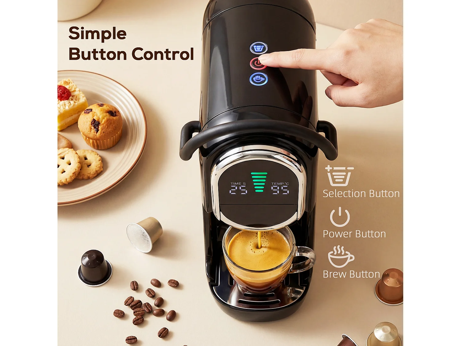 HOMCOM 19 Bar Pod Coffee Machine for Nespresso and Dolce Gusto Capsule