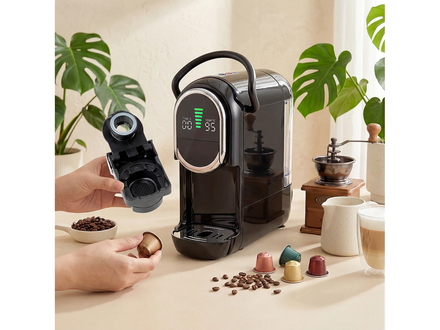 HOMCOM 19 Bar Pod Coffee Machine for Nespresso and Dolce Gusto Capsule