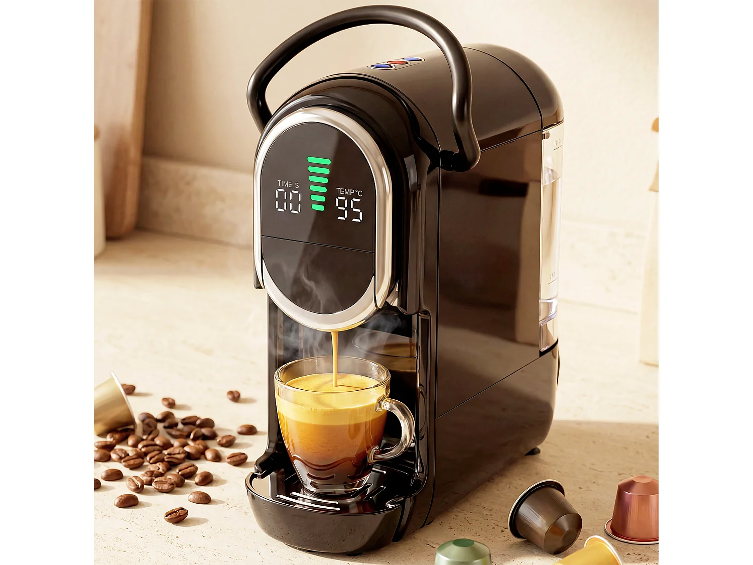 HOMCOM 19 Bar Pod Coffee Machine for Nespresso and Dolce Gusto Capsule