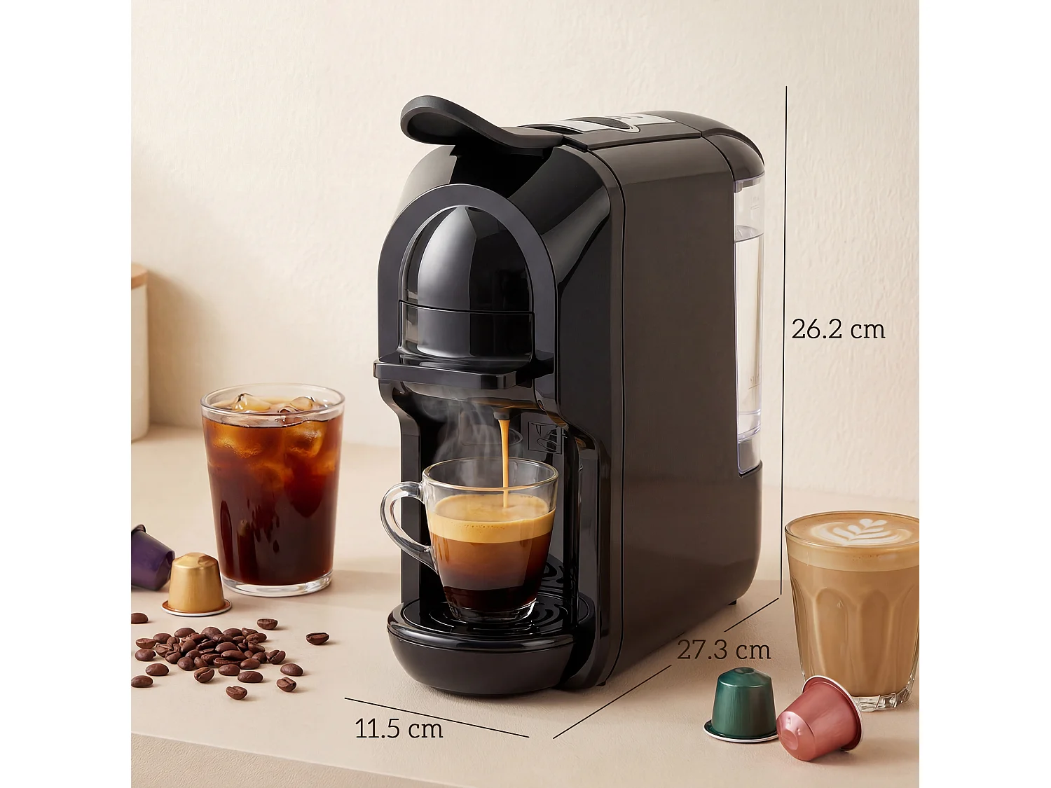 HOMCOM Pod Coffee Machine for Nespresso and Dolce Gusto Capsule, 19 Bar