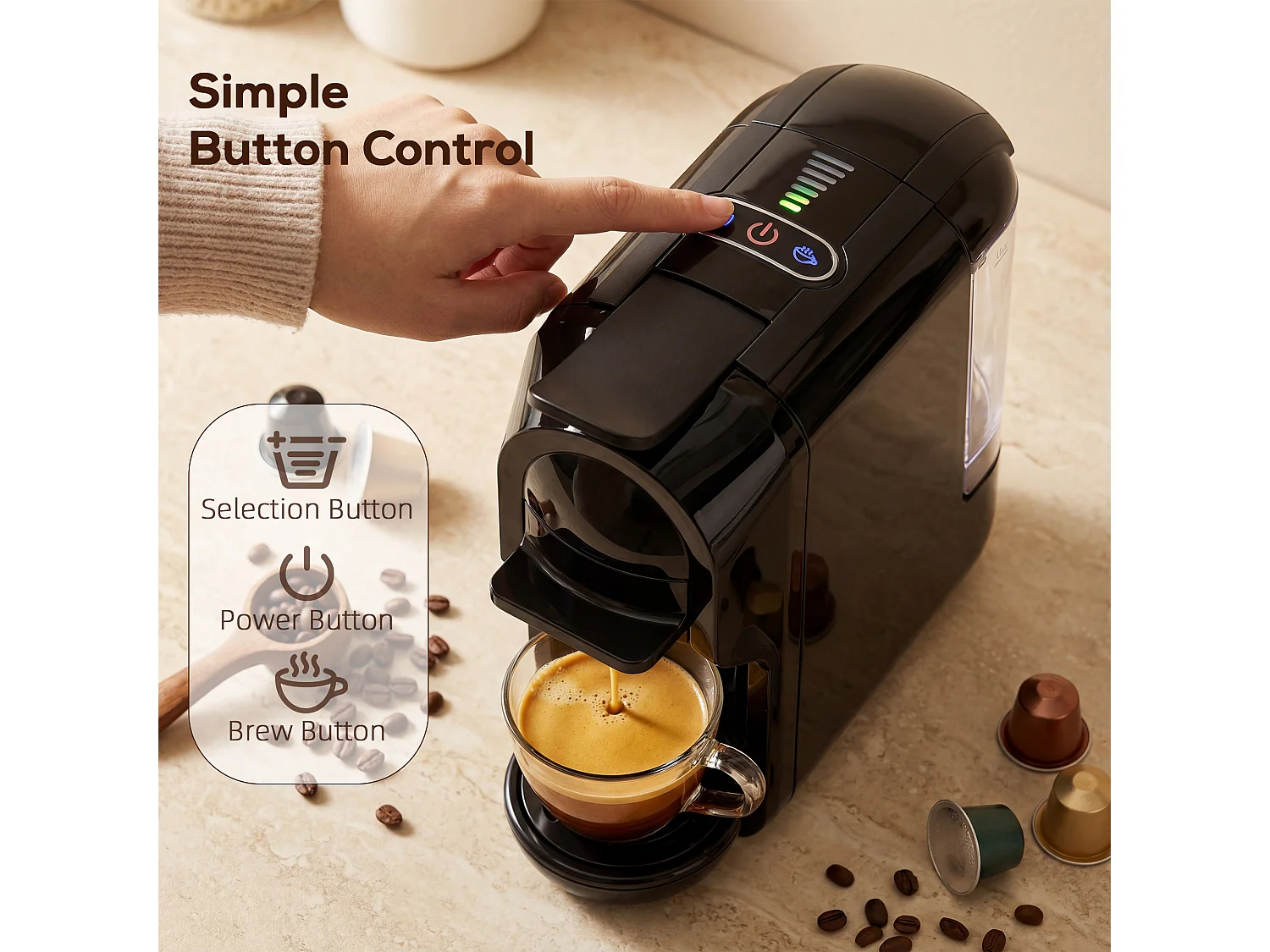 HOMCOM Pod Coffee Machine for Nespresso and Dolce Gusto Capsule, 19 Bar