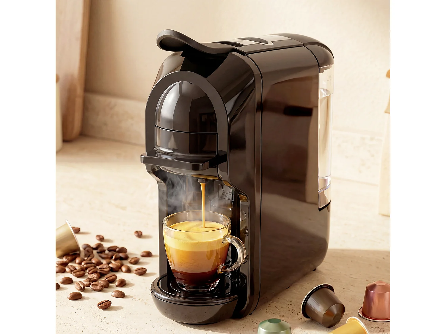 HOMCOM Pod Coffee Machine for Nespresso and Dolce Gusto Capsule, 19 Bar