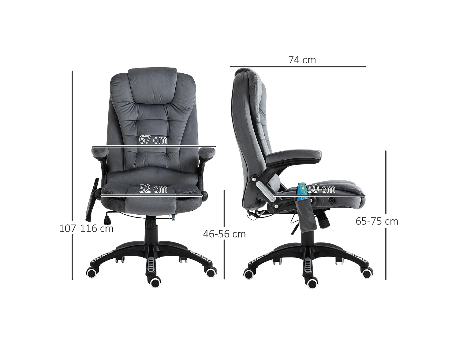 Vinsetto Office Relaxing Reclining Chair with Heating Massage Points Grey