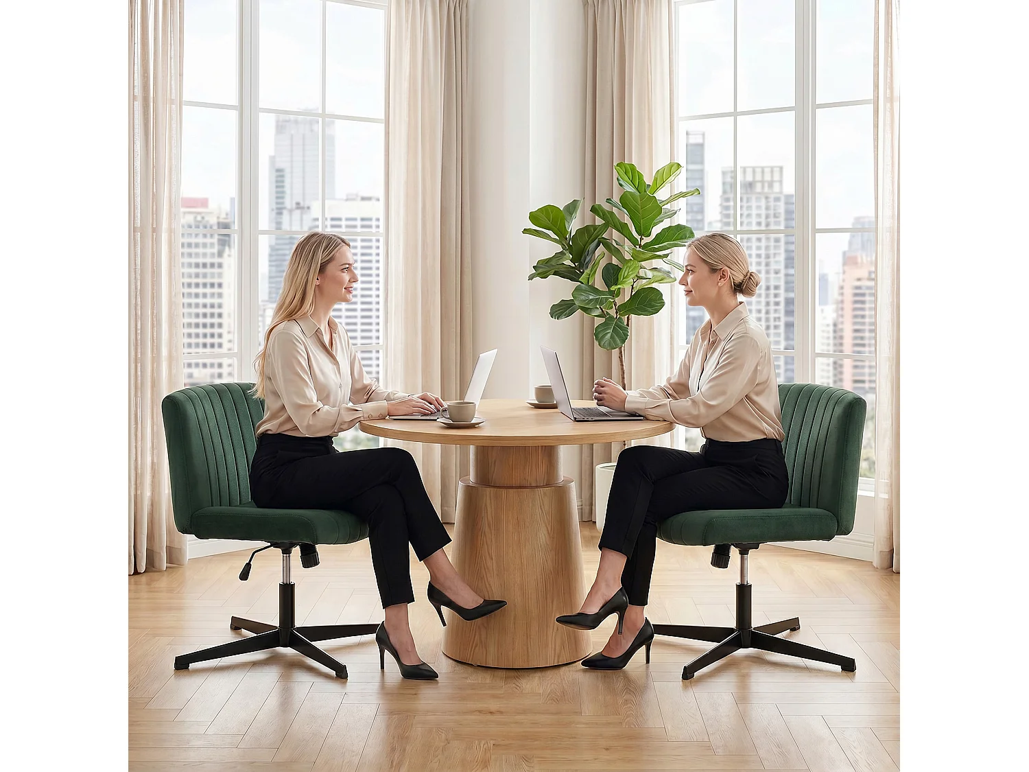 HOMCOM Desk Chair with Wide Seat, Thick Padding, Rock Function, Green