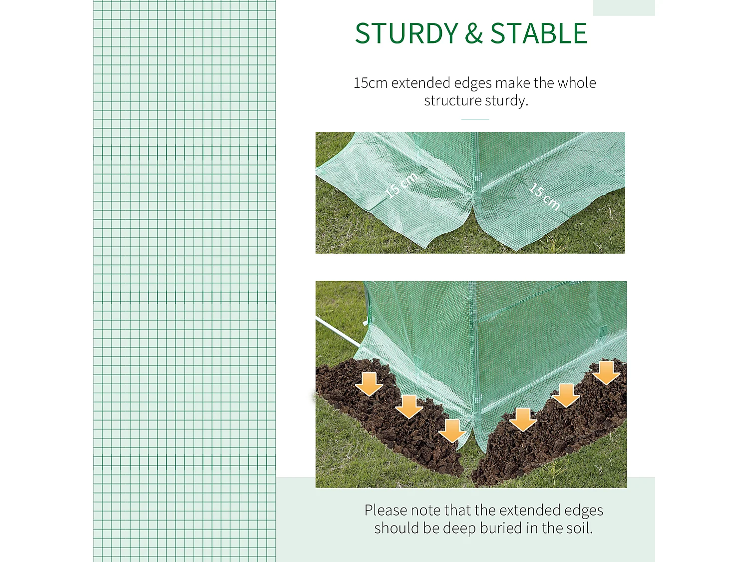 Outsunny Polytunnel Greenhouse with Mesh Windows, Walk-in Greenhouse, Green