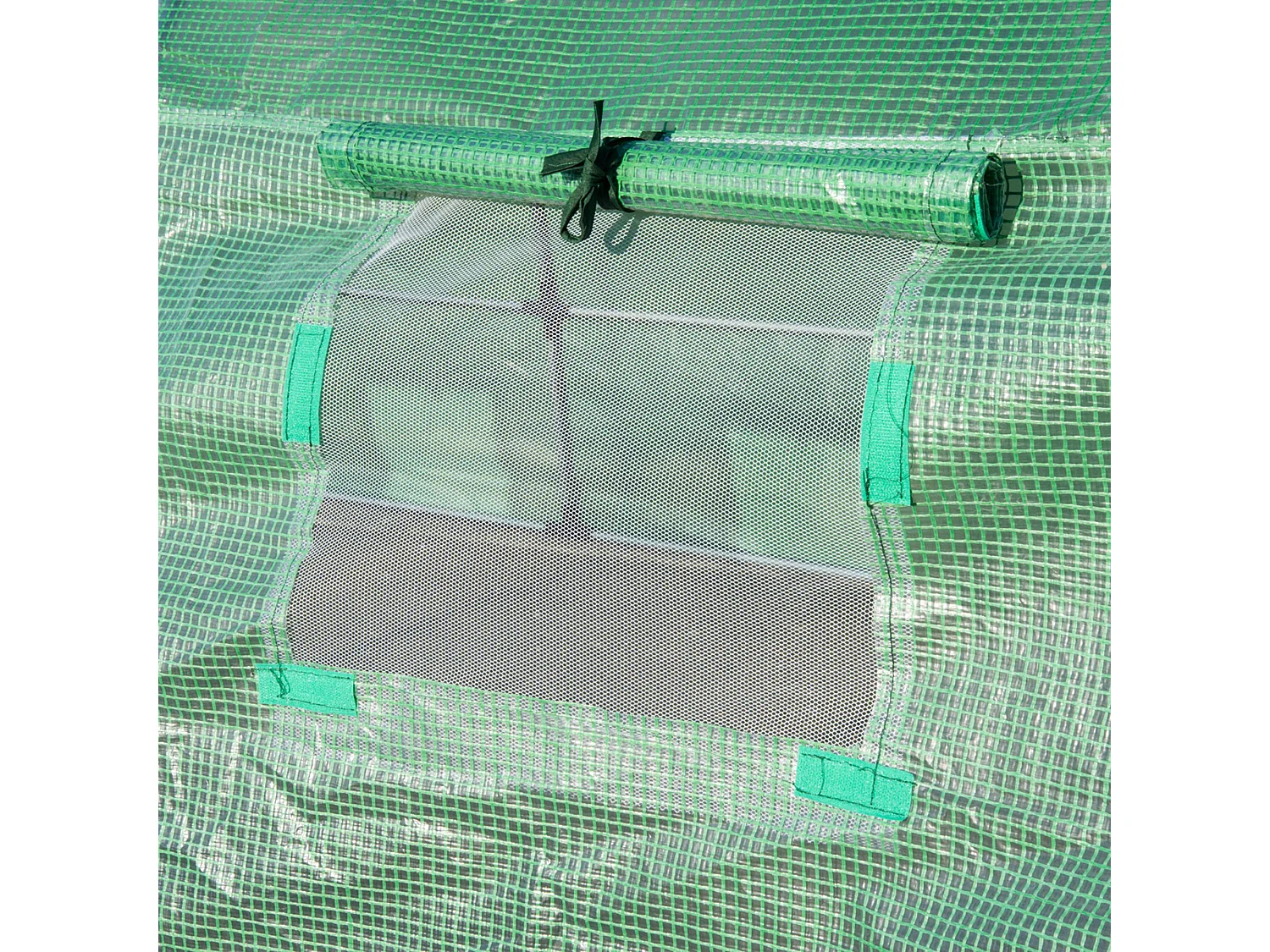 Outsunny Polytunnel Greenhouse with Mesh Windows, Walk-in Greenhouse, Green