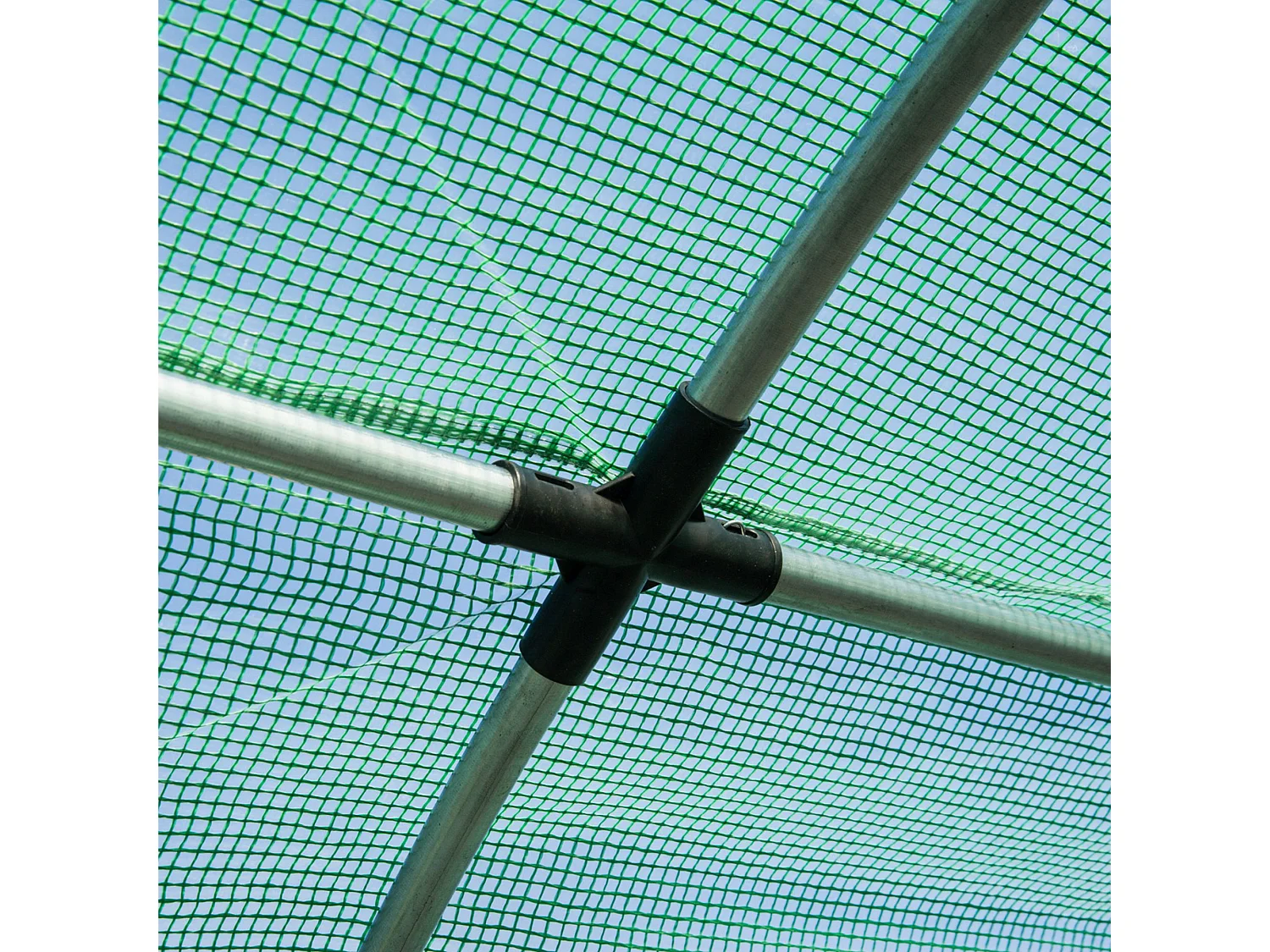 Outsunny Polytunnel Greenhouse with Mesh Windows, Walk-in Greenhouse, Green
