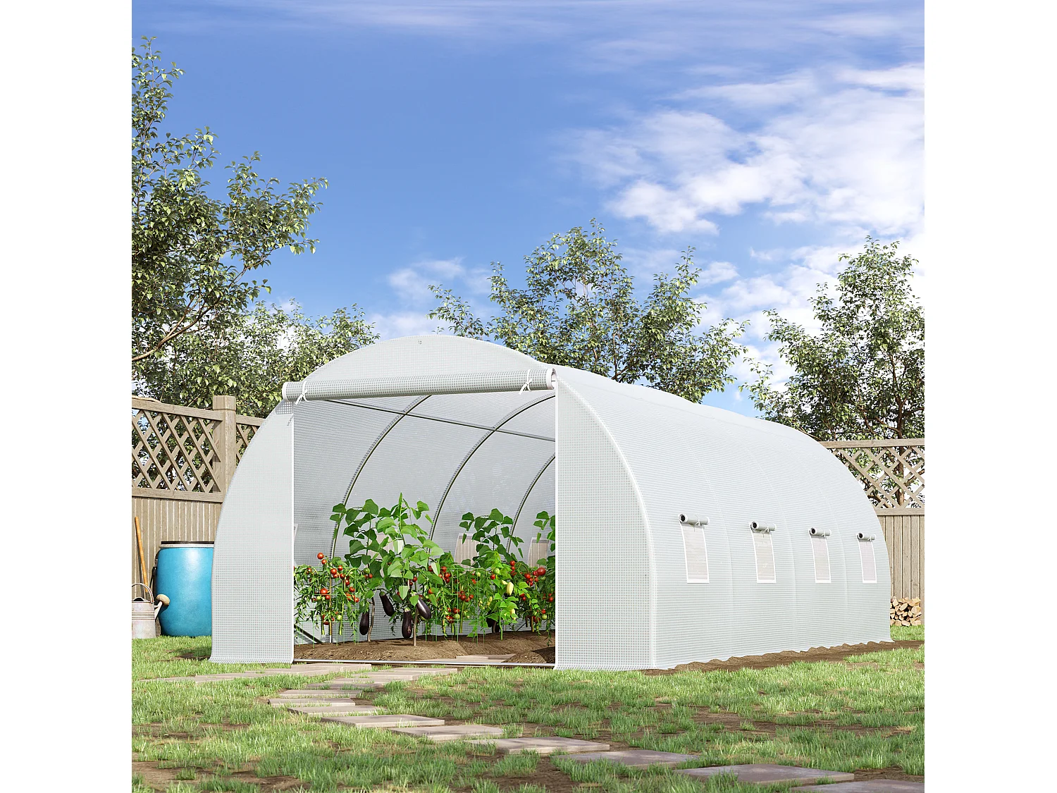 Outsunny 6 x 3 x 2 m Polytunnel Greenhouse w/ Zippered Door and 8 Windows