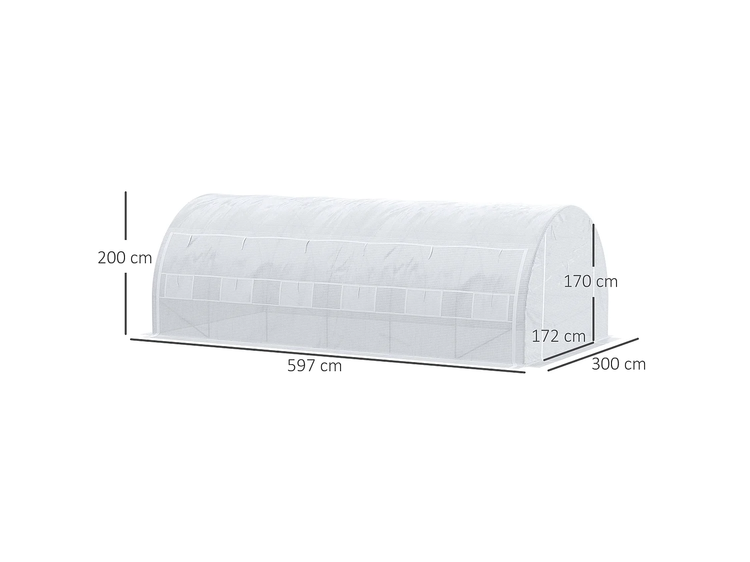 Outsunny 6 x 3 x 2 m Polytunnel Greenhouse Pollytunnel Tent w/ Steel Frame White