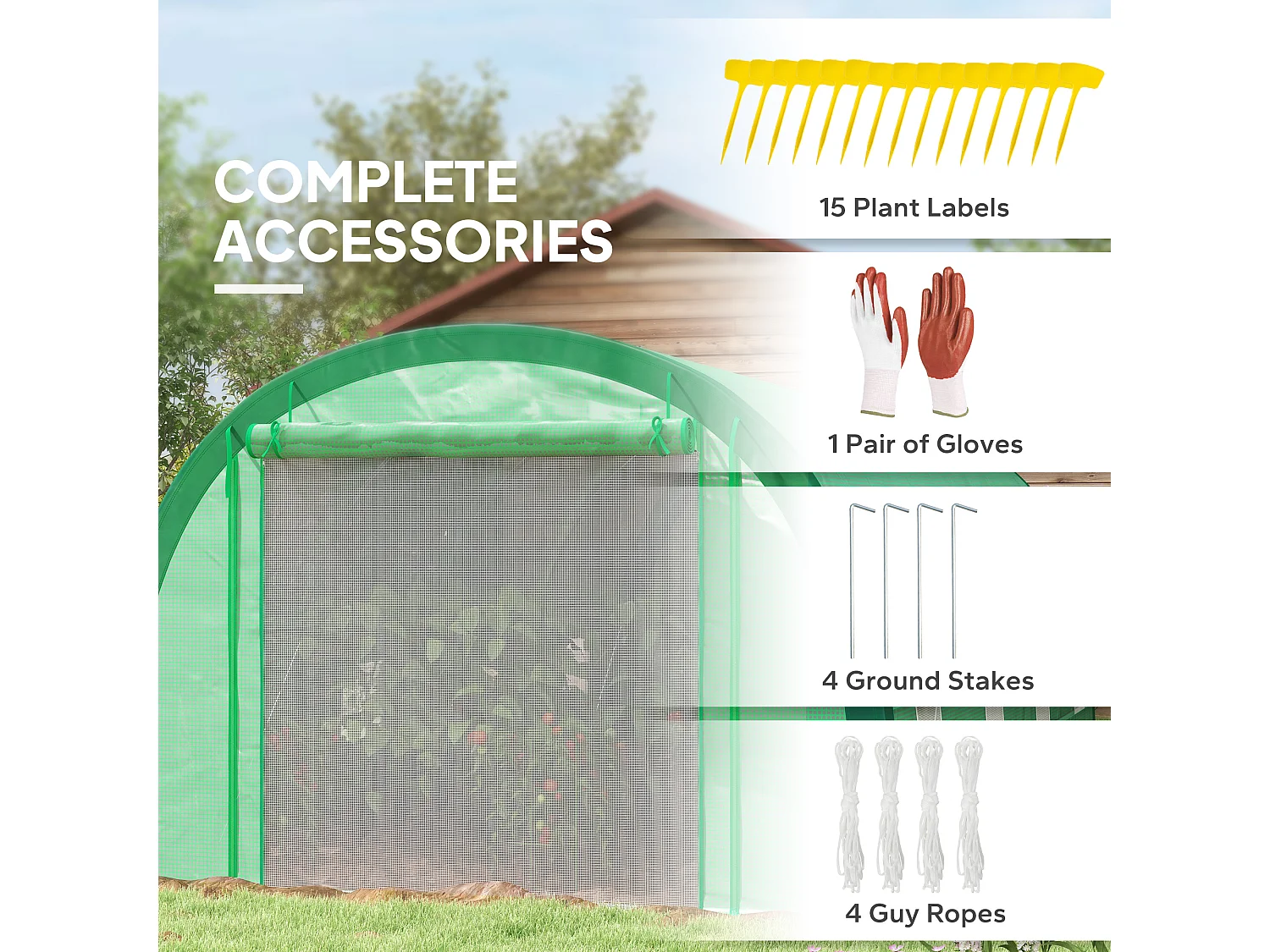 Outsunny Walk-in Tunnel Greenhouse, Upgraded Structure, Mesh Door & Windows