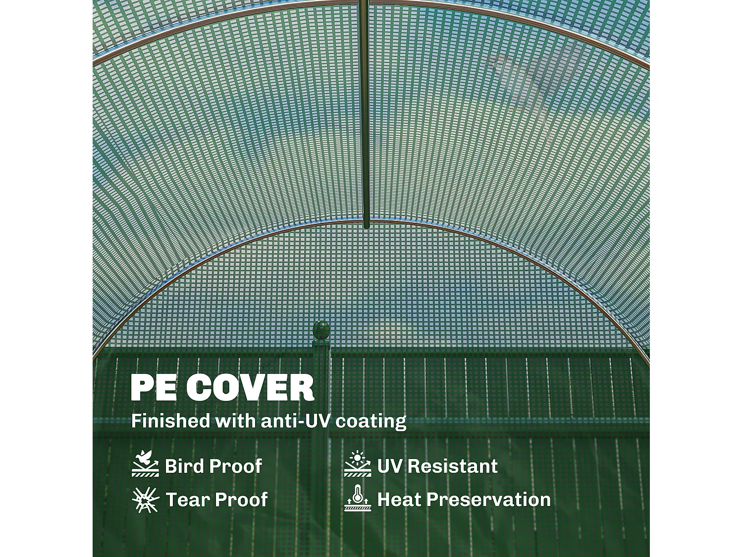 Outsunny 4 x 2 x 2 m Polytunnel Greenhouse with Roll-up Door and 6 Windows