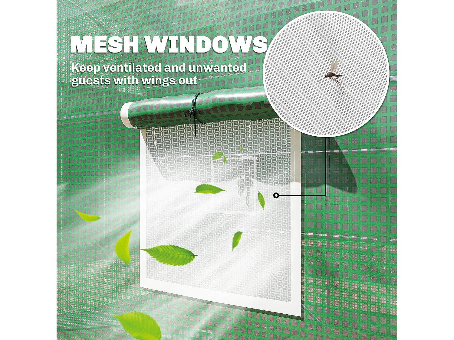 Outsunny 4 x 2 x 2 m Polytunnel Greenhouse with Roll-up Door and 6 Windows