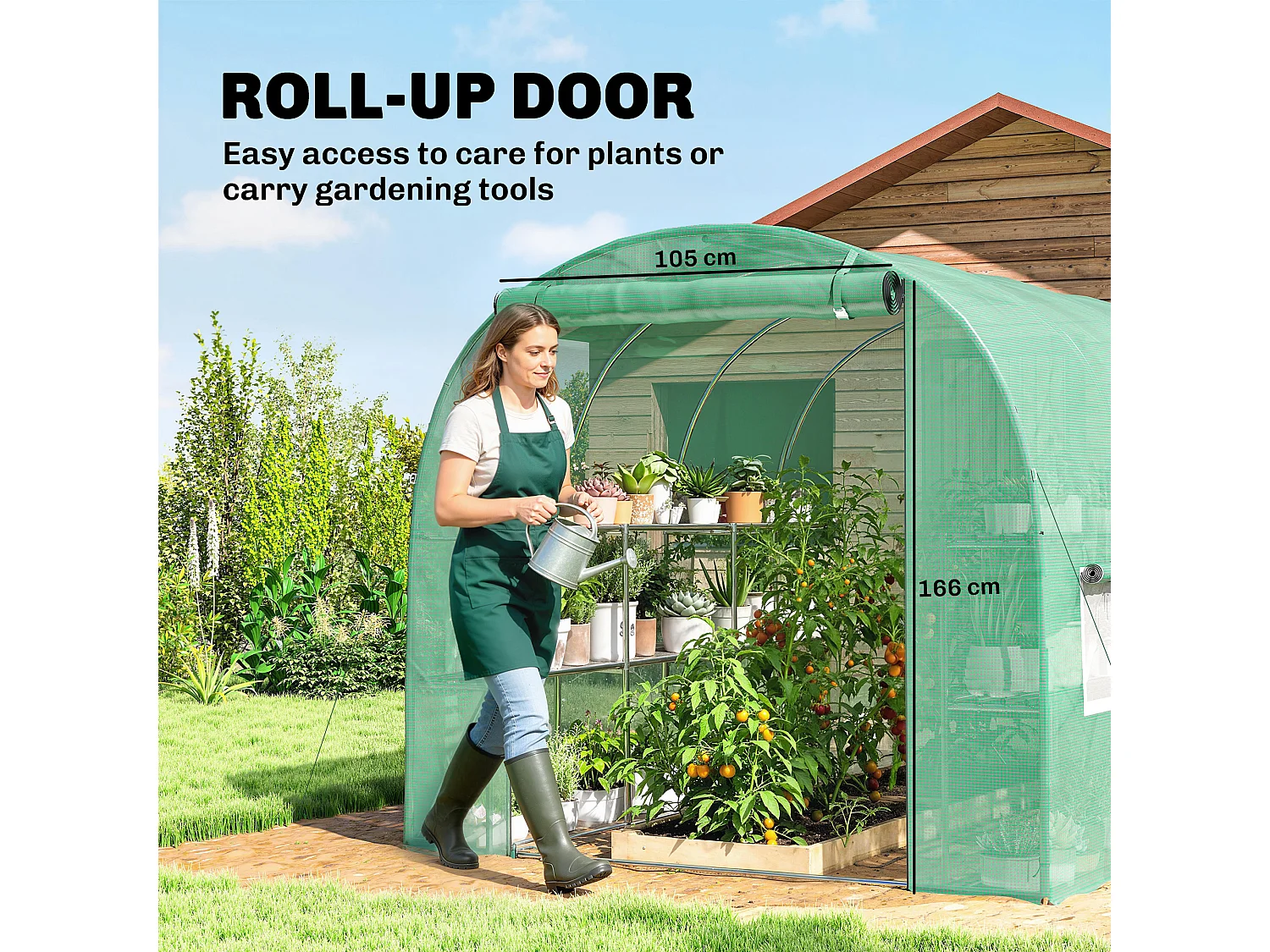 Outsunny Walk-in Greenhouse with Shelves, Green House with Mesh Windows