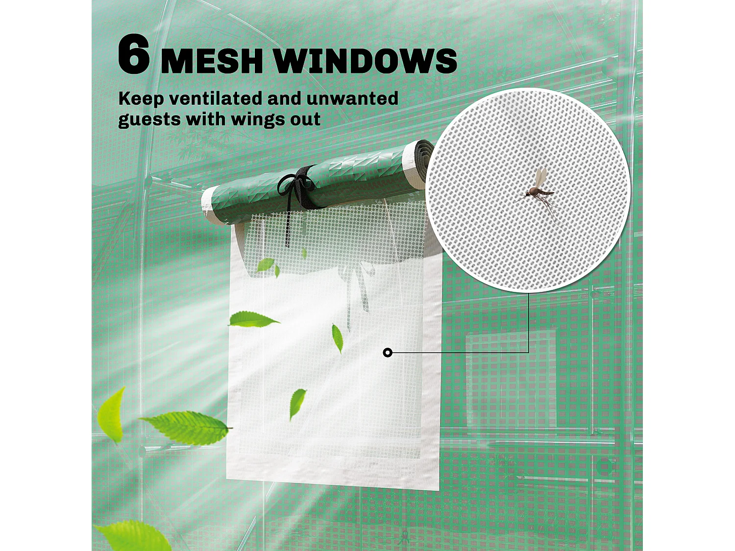 Outsunny Walk-in Greenhouse with Shelves, Green House with Mesh Windows