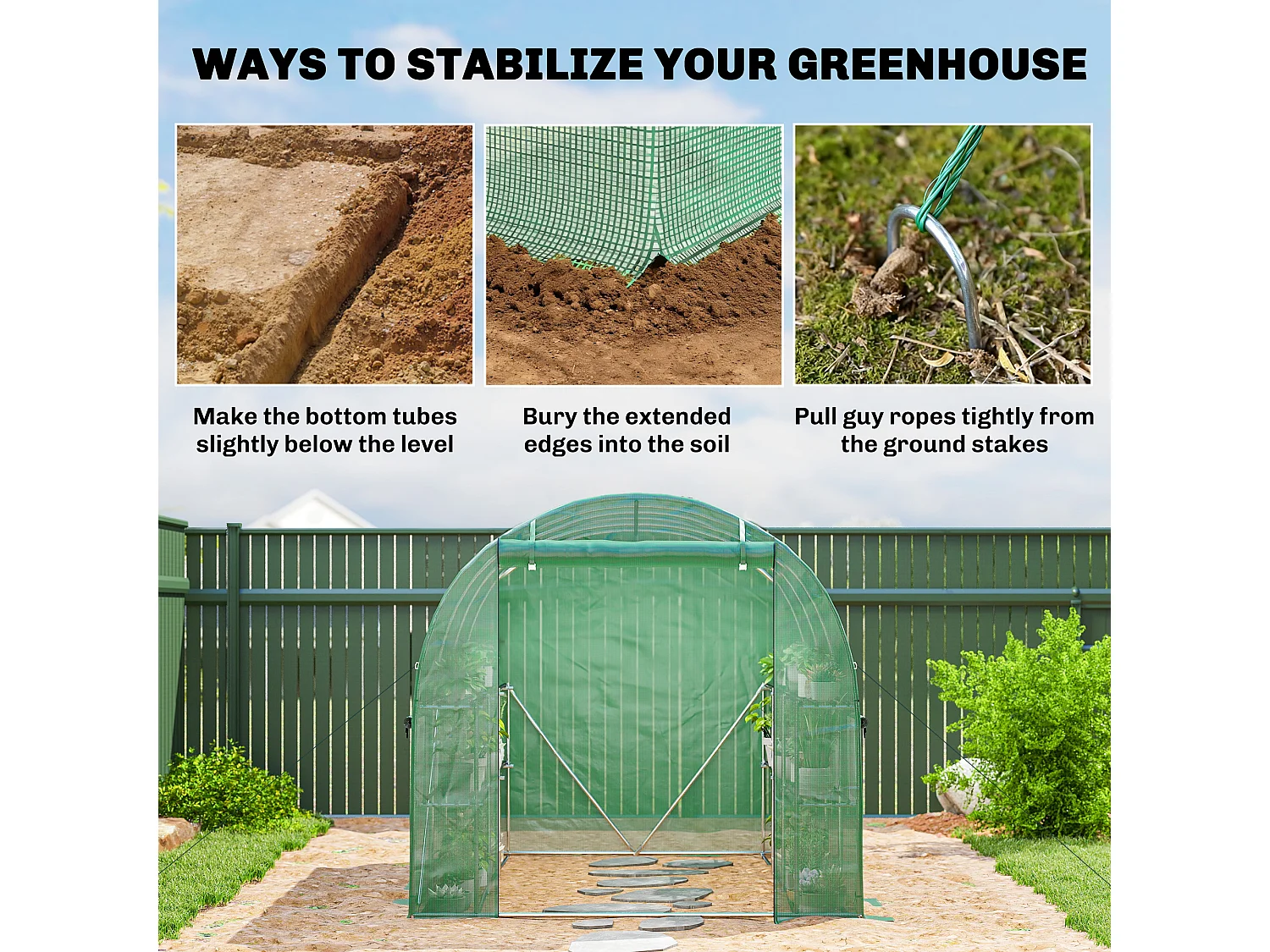 Outsunny Walk-in Greenhouse with Shelves, Green House with Mesh Windows