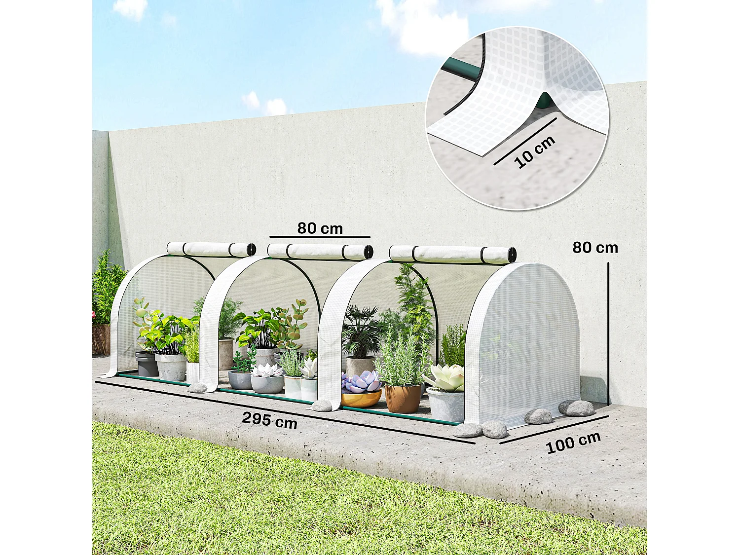 Outsunny Tunnel Greenhouse Steel Frame for Garden w/ Zipper Doors