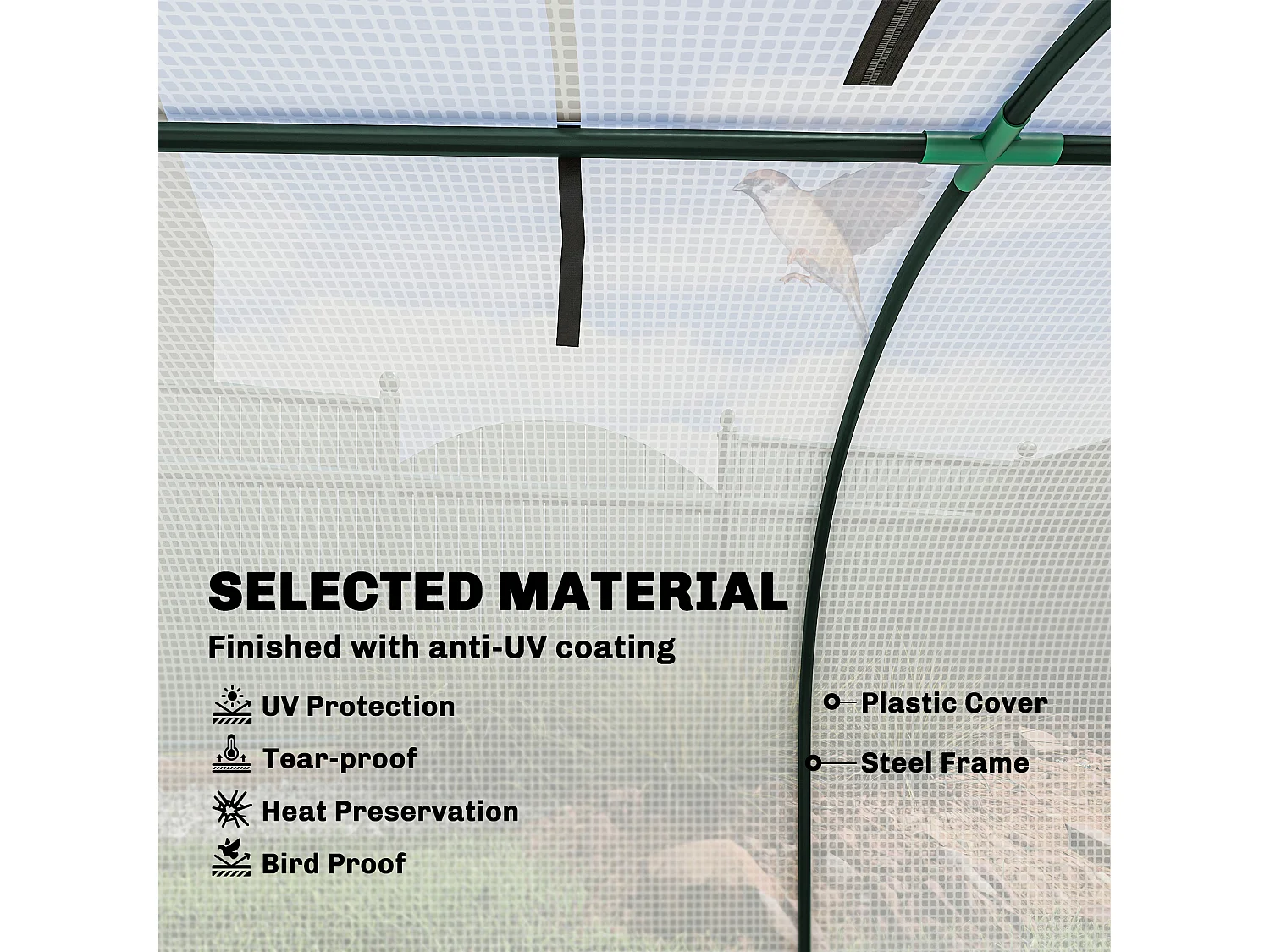 Outsunny Tunnel Greenhouse Steel Frame for Garden w/ Zipper Doors