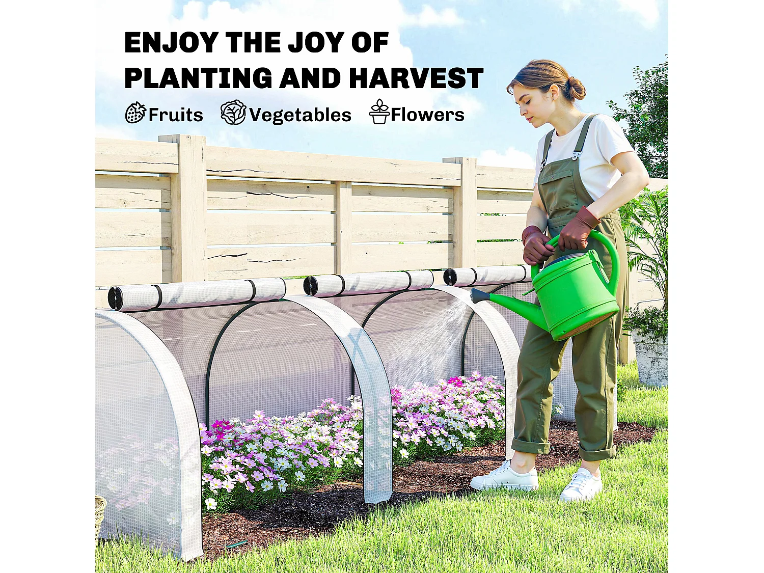 Outsunny Tunnel Greenhouse Steel Frame for Garden w/ Zipper Doors