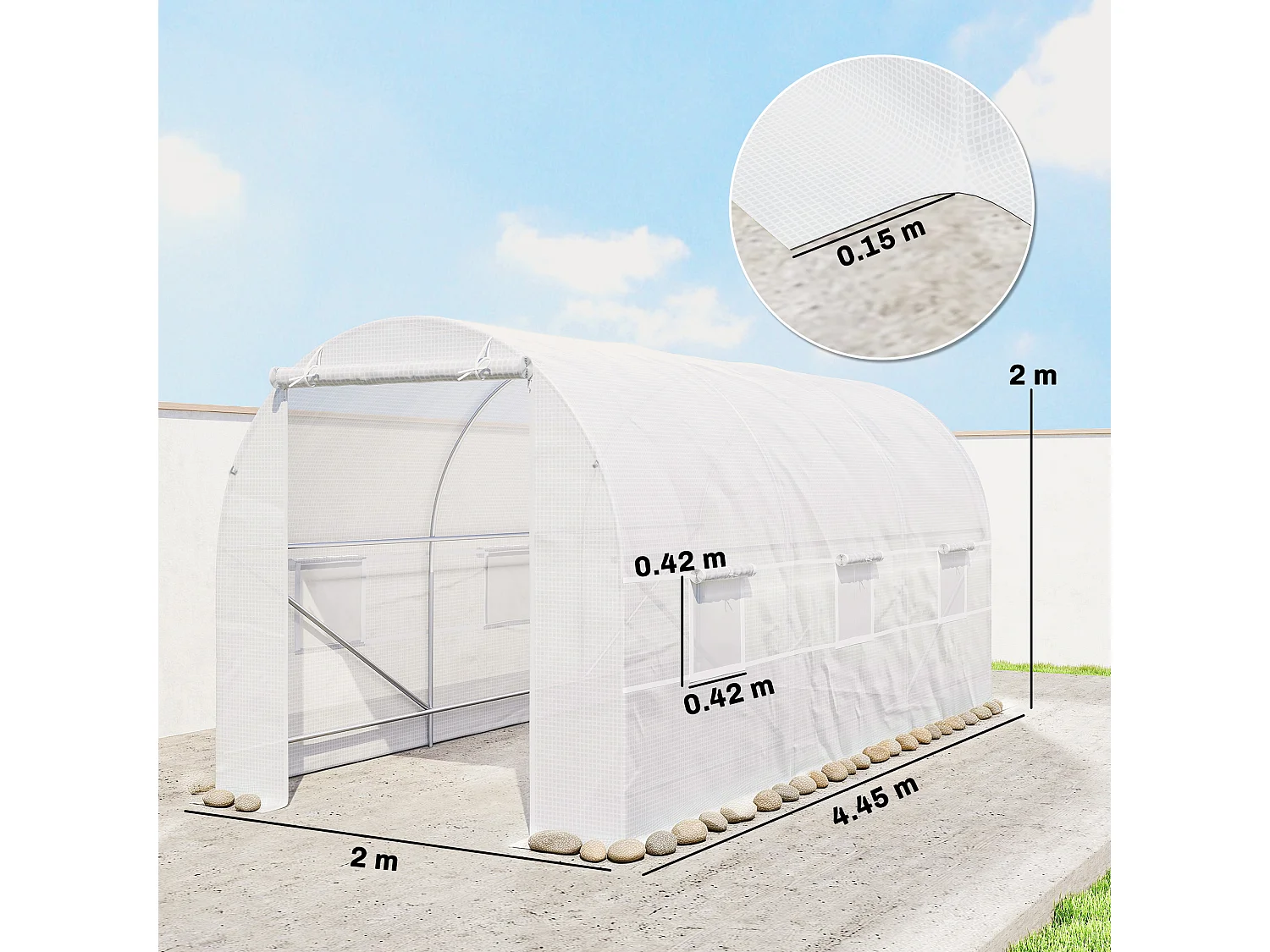 Outsunny 4.5 x 2M Walk-in Polytunnel Greenhouse for Garden, Galvanised Steel