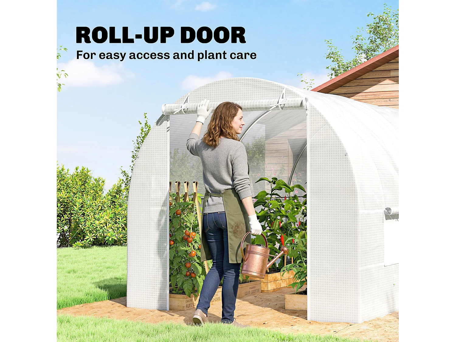 Outsunny 4.5 x 2M Walk-in Polytunnel Greenhouse for Garden, Galvanised Steel