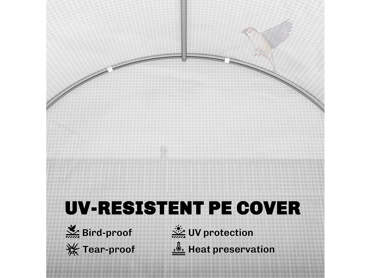 Outsunny 4.5 x 2M Walk-in Polytunnel Greenhouse for Garden, Galvanised Steel