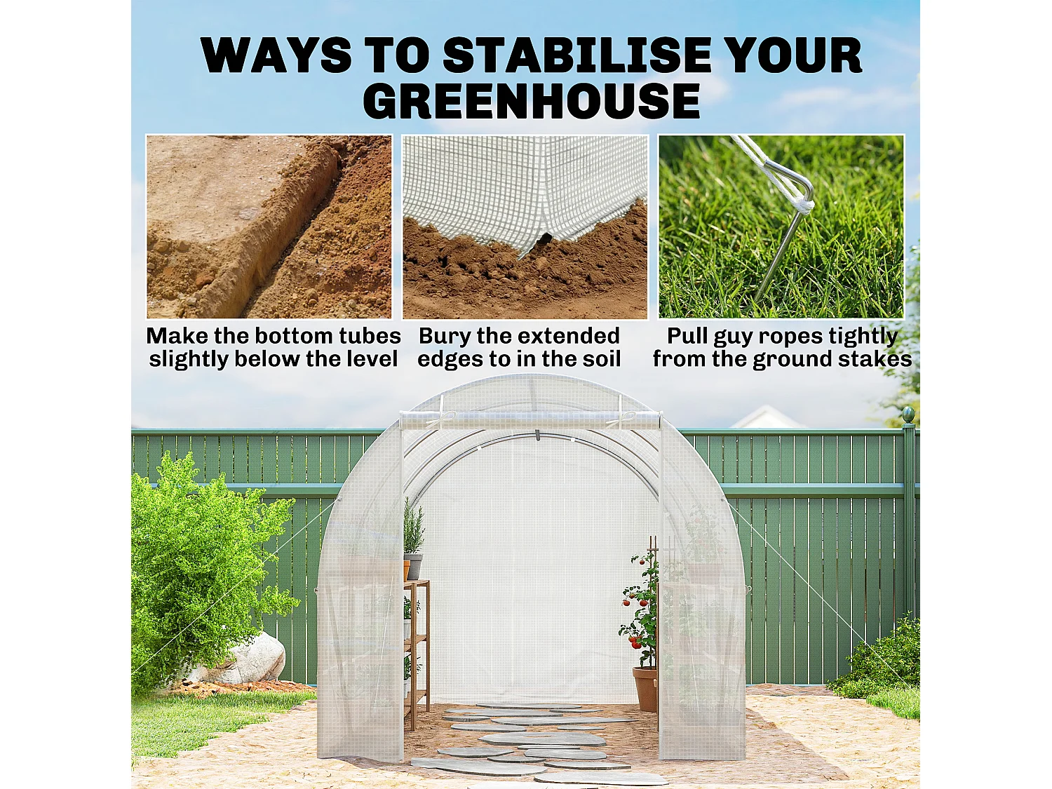 Outsunny 4.5 x 2M Walk-in Polytunnel Greenhouse for Garden, Galvanised Steel