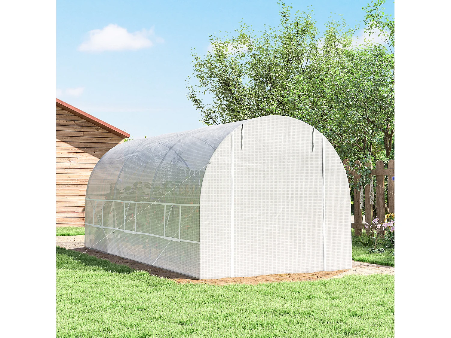 Outsunny 4.5 x 2M Walk-in Polytunnel Greenhouse for Garden, Galvanised Steel