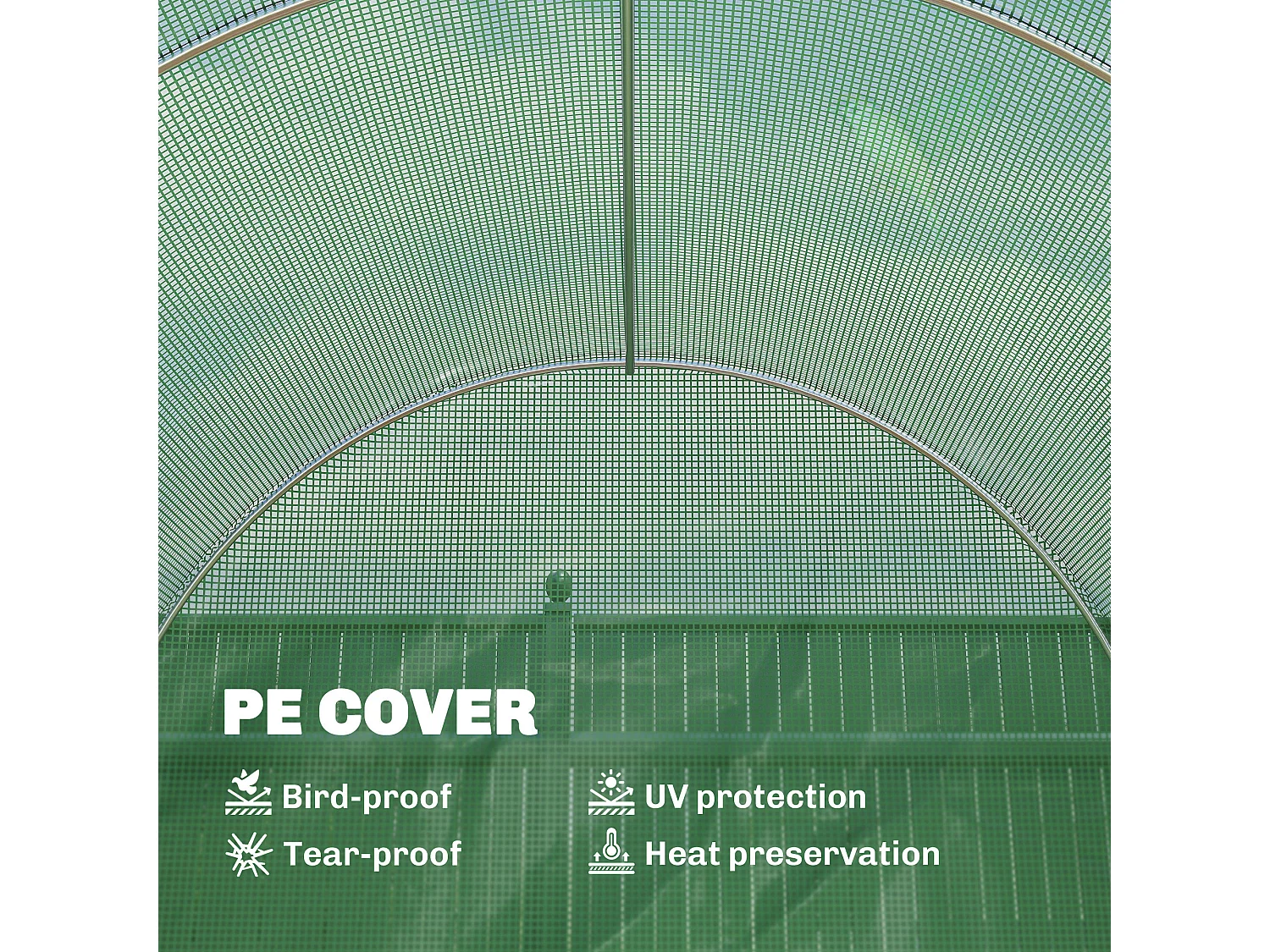 Outsunny Polytunnel Walk In Green House w/ PE Cover, 4.5 x 2 x 2m