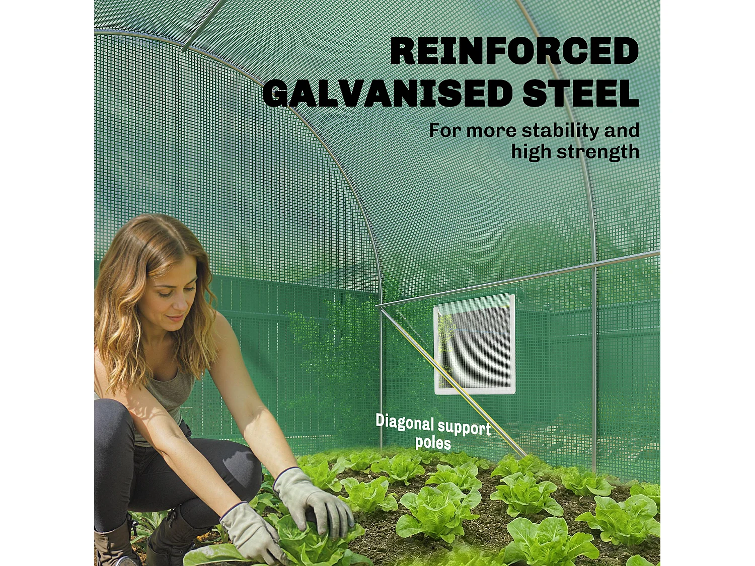 Outsunny Polytunnel Walk In Green House w/ PE Cover, 4.5 x 2 x 2m
