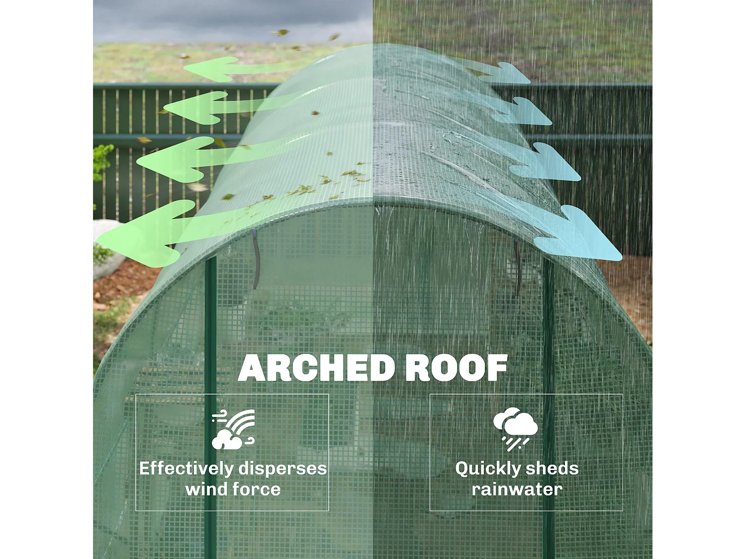 Outsunny Polytunnel Walk In Green House w/ PE Cover, 4.5 x 2 x 2m
