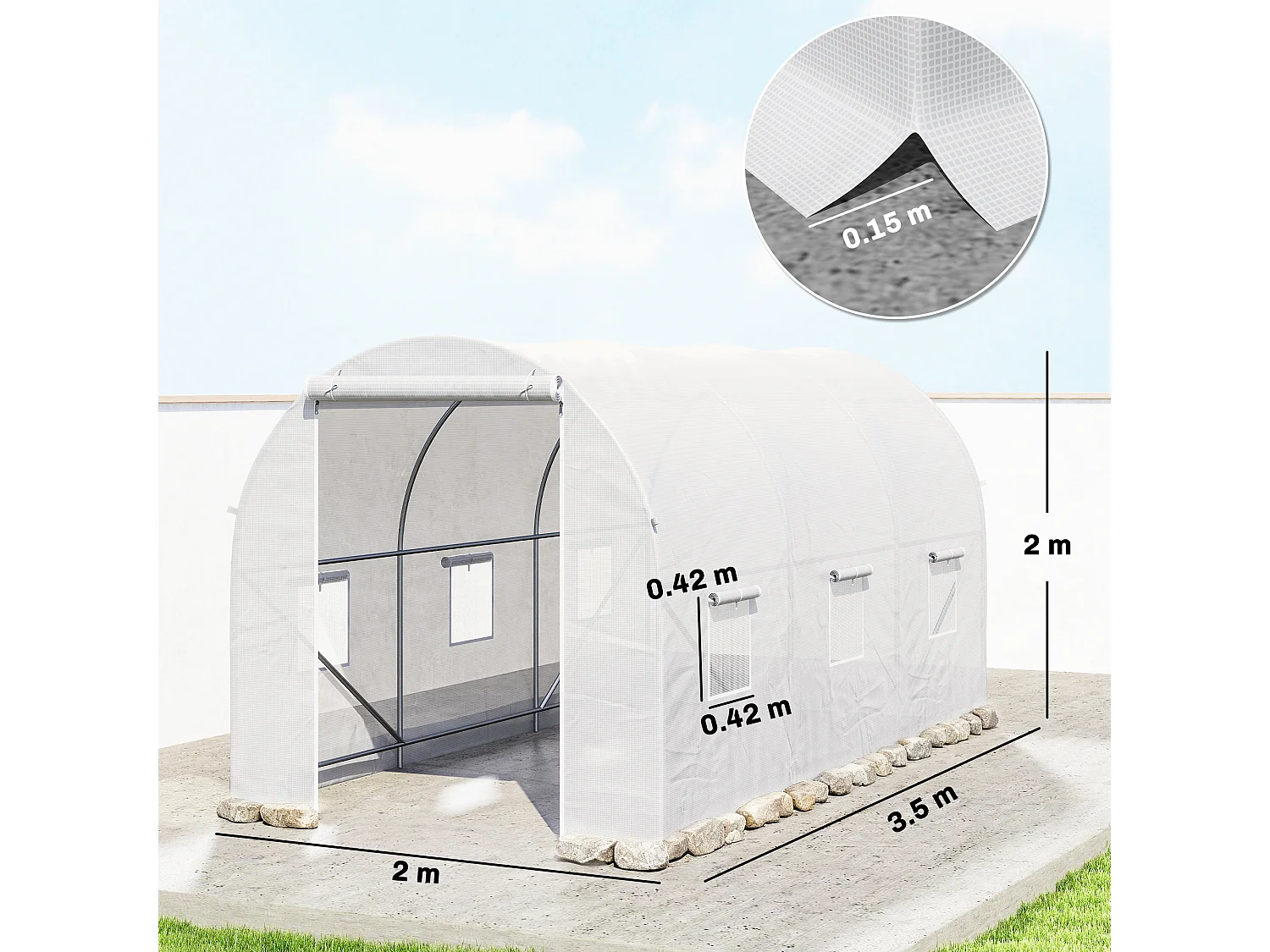Outsunny Large Walk-in Greenhouse Poly Tunnel Galvanised Garden Plants Grow Tent