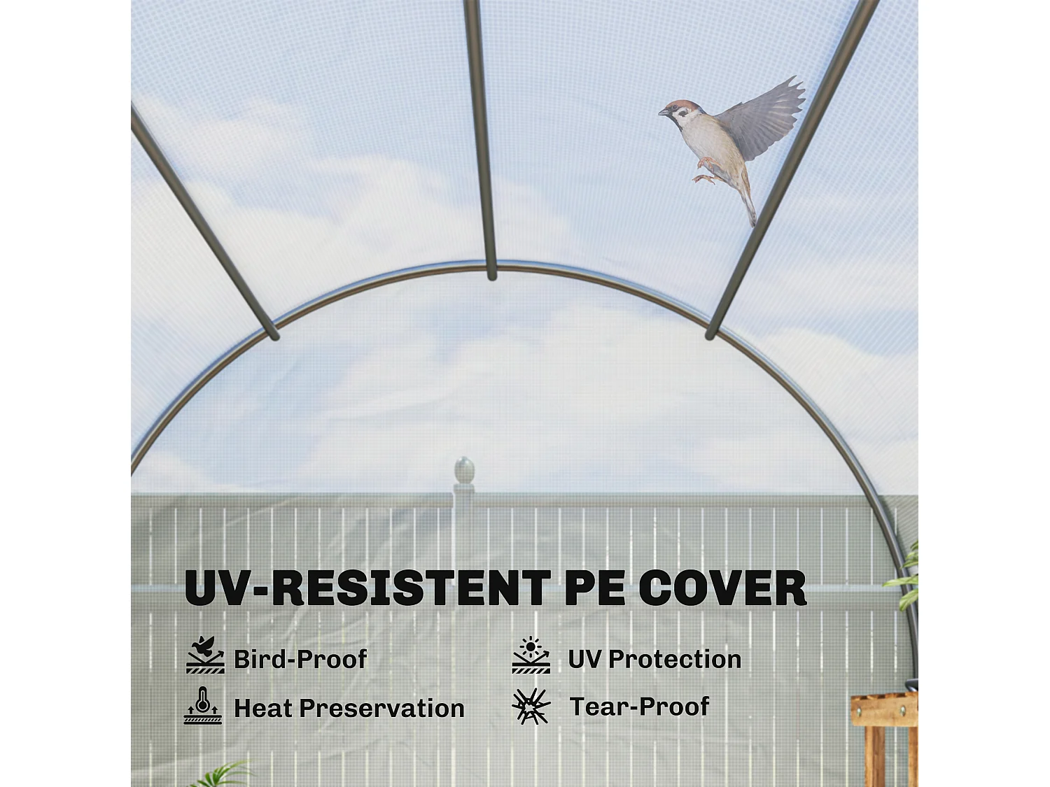Outsunny Large Walk-in Greenhouse Poly Tunnel Galvanised Garden Plants Grow Tent