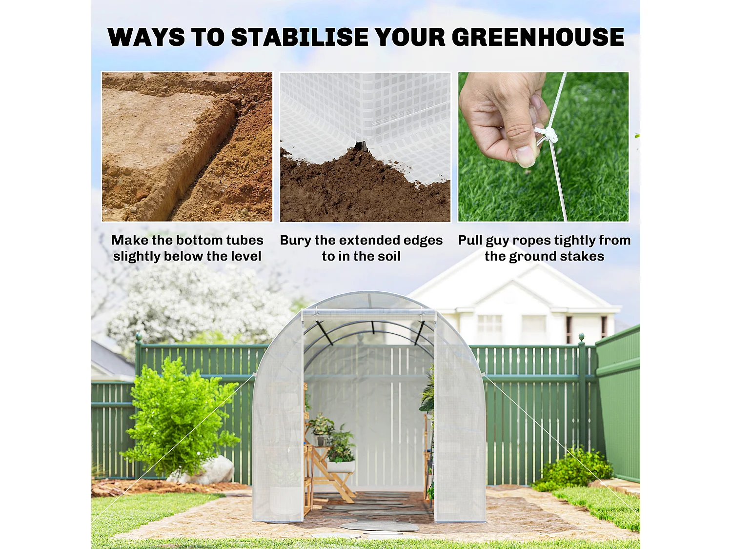 Outsunny Large Walk-in Greenhouse Poly Tunnel Galvanised Garden Plants Grow Tent