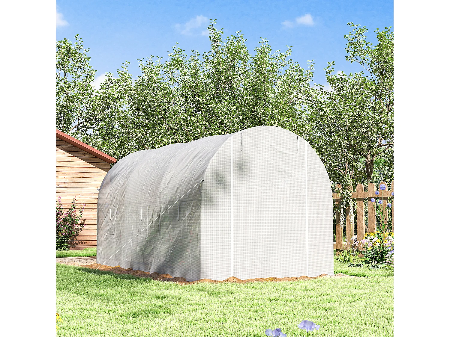Outsunny Large Walk-in Greenhouse Poly Tunnel Galvanised Garden Plants Grow Tent