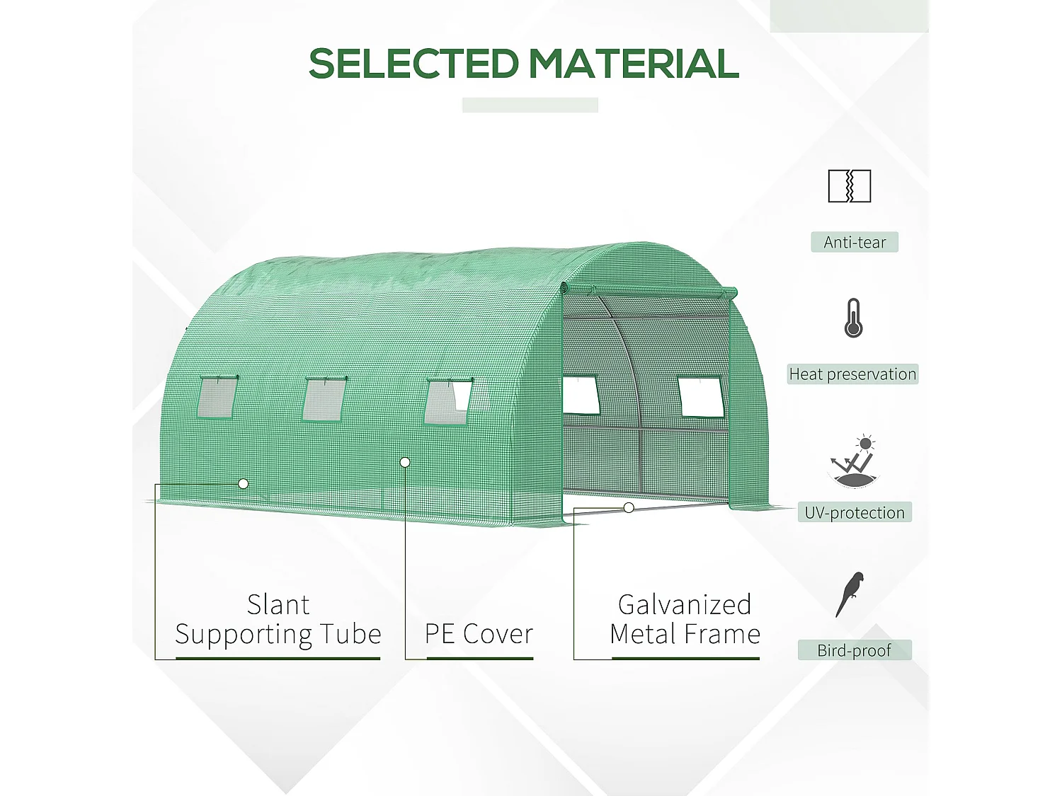 Outsunny Tunnel Greenhouse w/ PE Cover, Outdoor Plant House w/ Door & Window