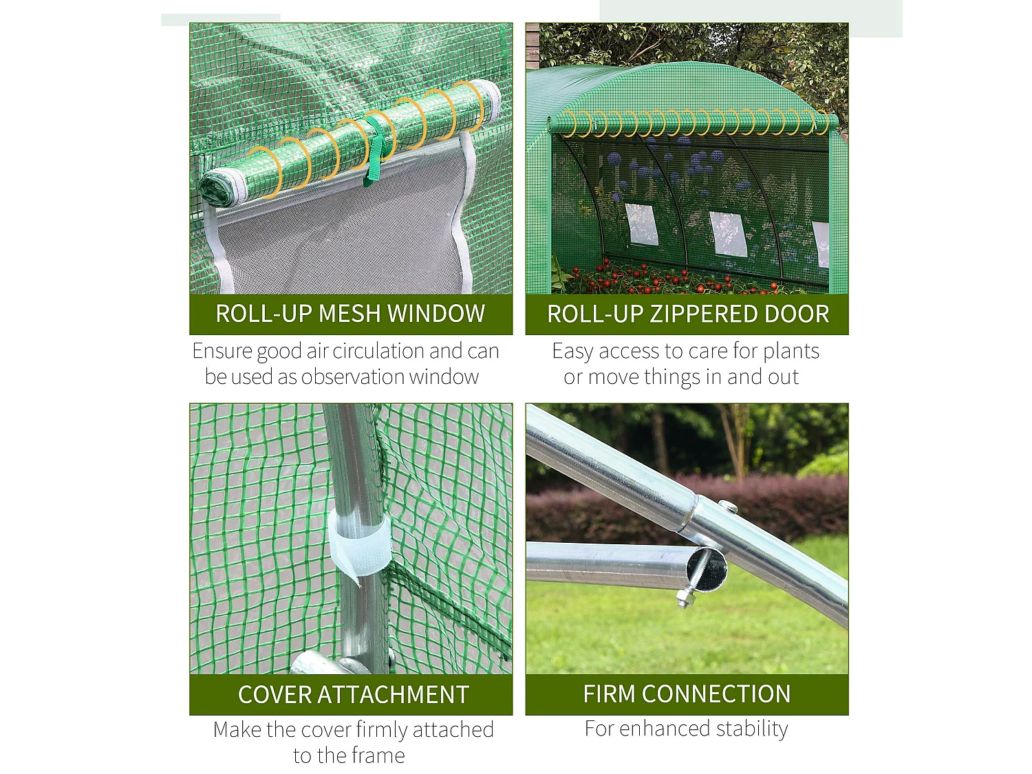 Outsunny Tunnel Greenhouse w/ PE Cover, Outdoor Plant House w/ Door & Window