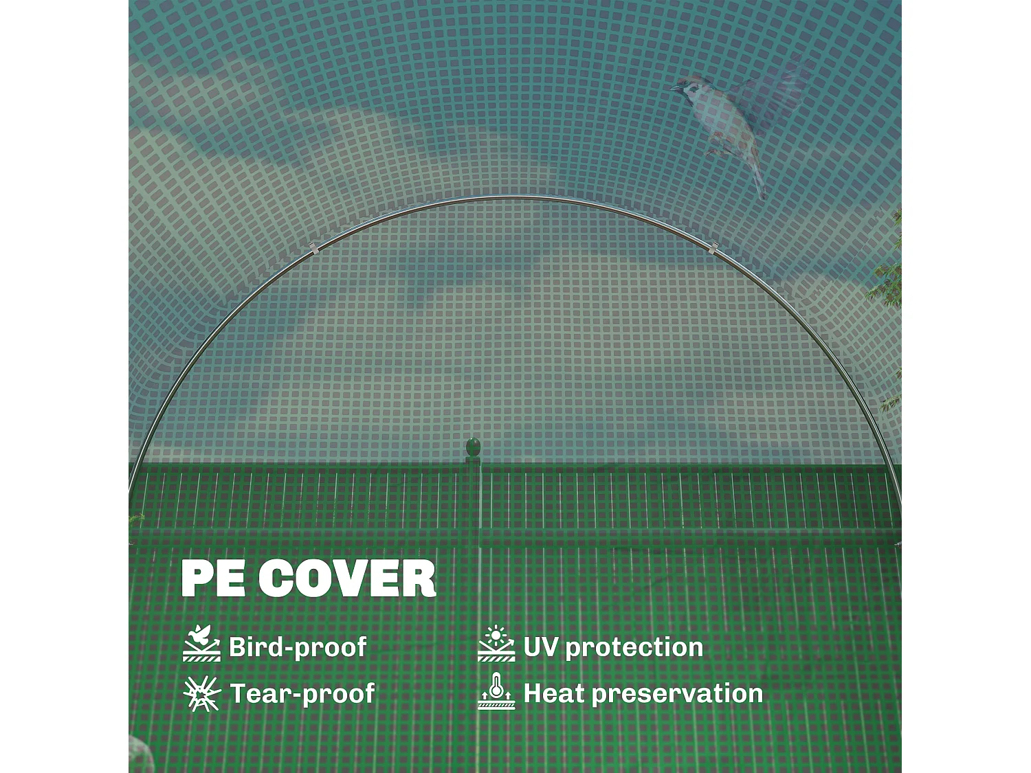 Outsunny 2.5 x 2m Walk-In Polytunnel Greenhouse with Roll Up Door Windows Green