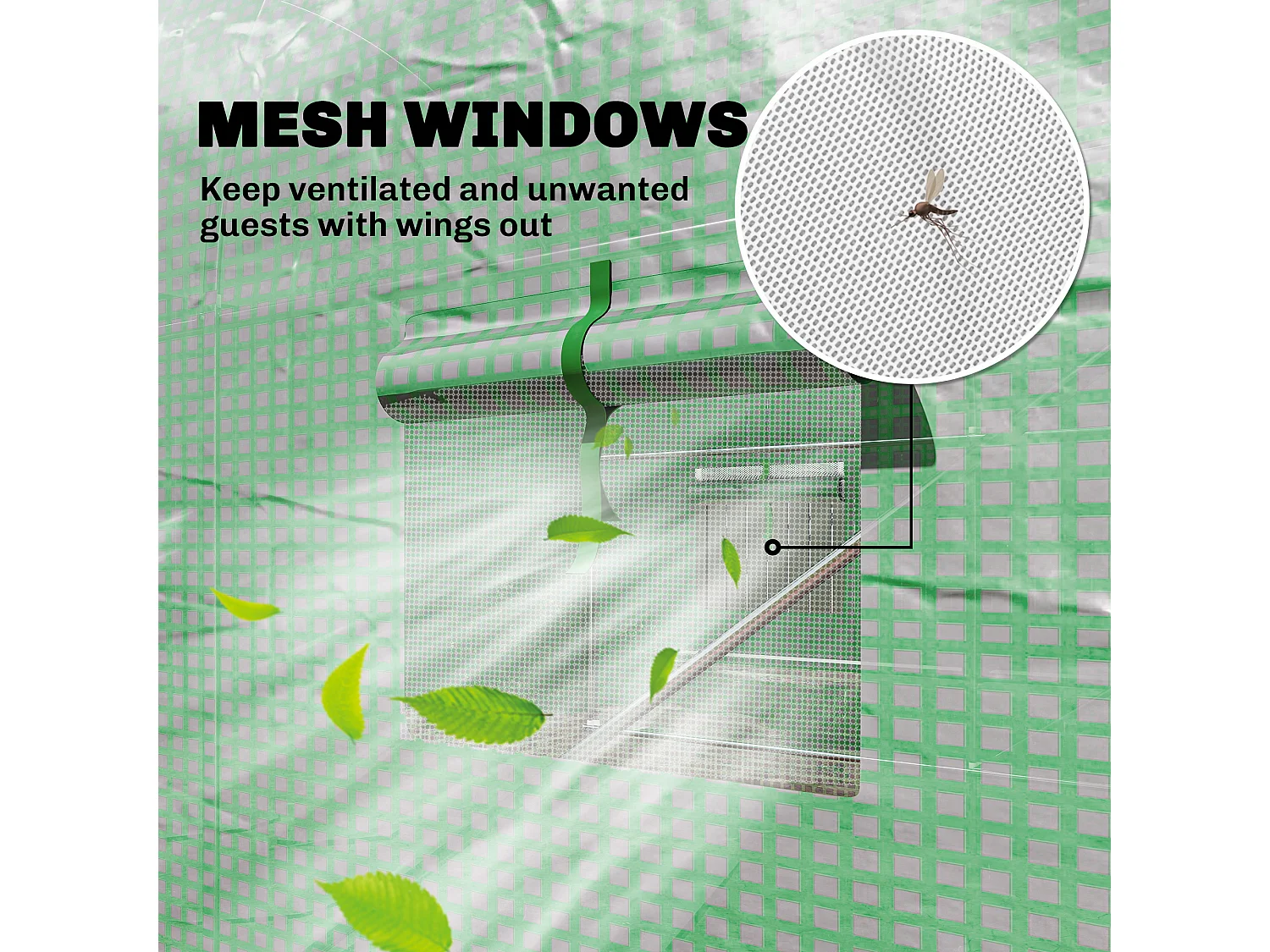 Outsunny 2.5 x 2m Walk-In Polytunnel Greenhouse with Roll Up Door Windows Green