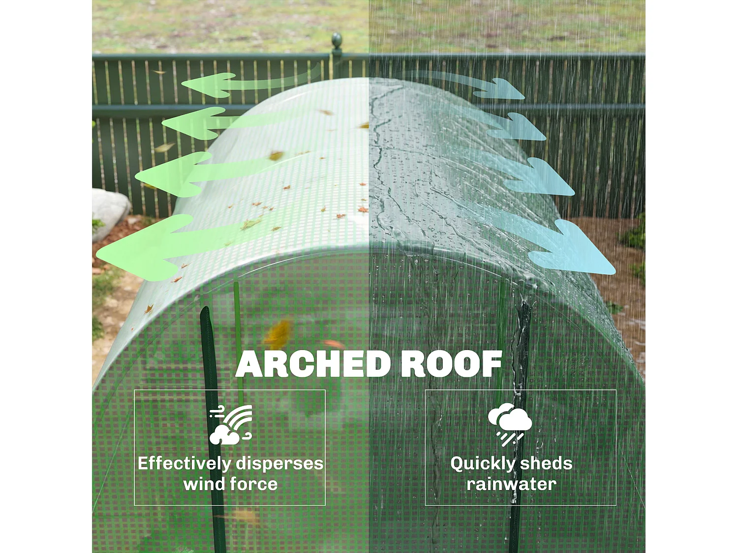 Outsunny 2.5 x 2m Walk-In Polytunnel Greenhouse with Roll Up Door Windows Green