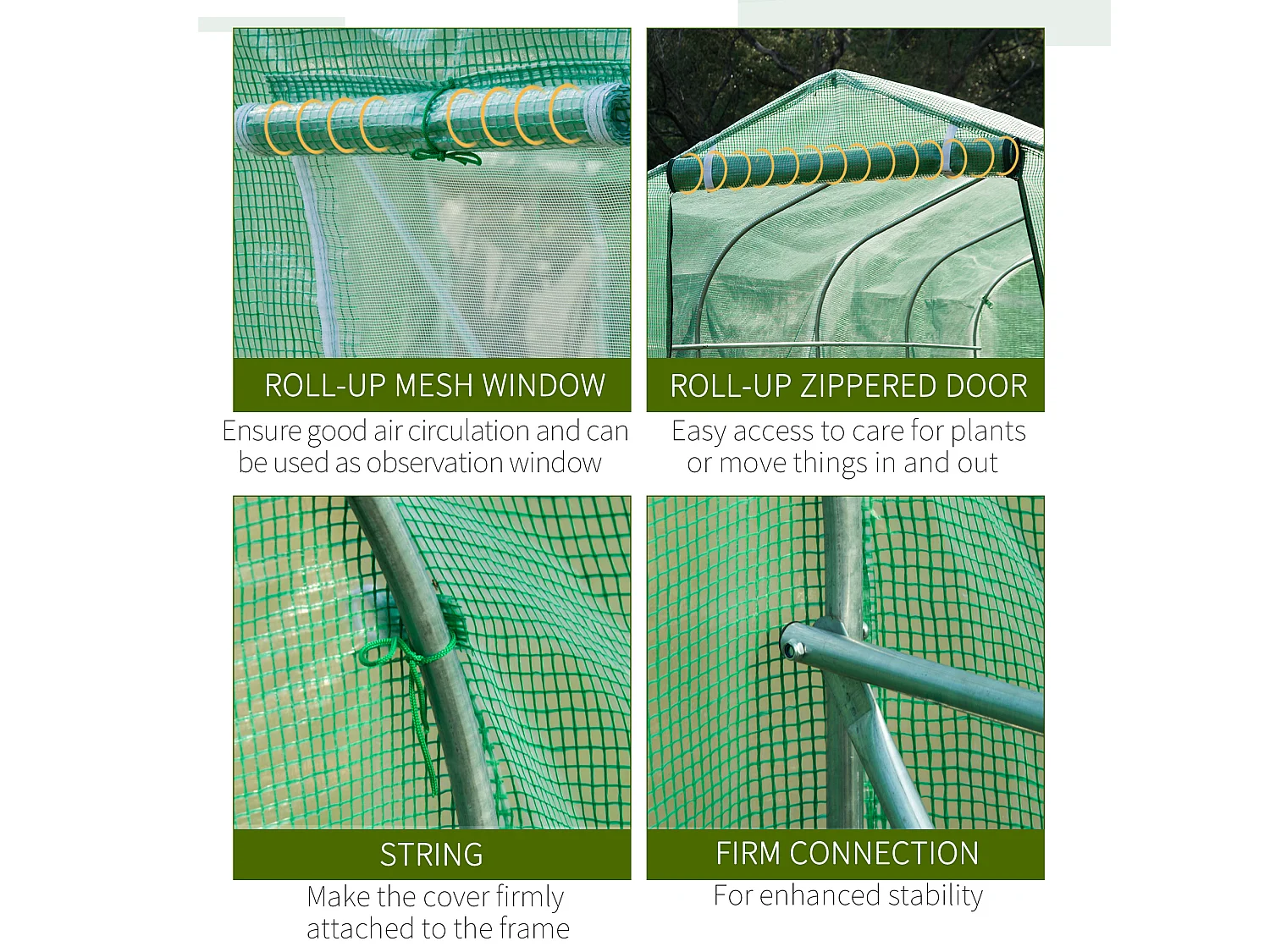 Outsunny 4 x 2 M Walk in Polytunnel Greenhouse with Roll-up Zipped Door
