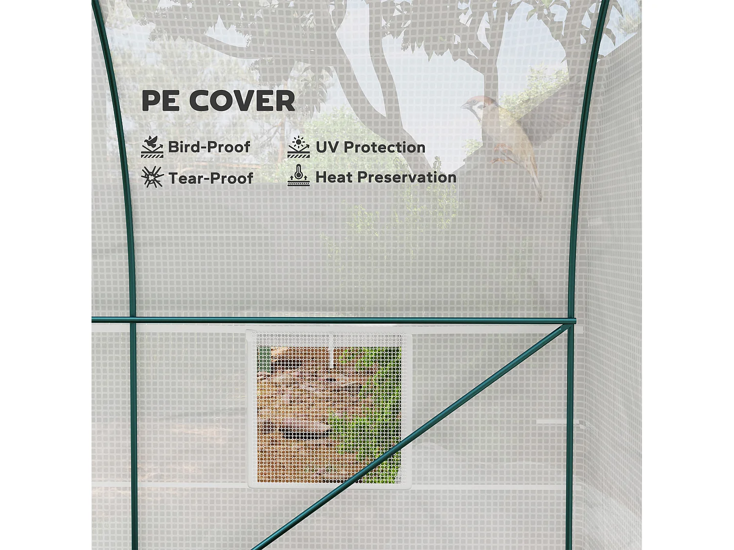 Outsunny Polytunnel Greenhouse Outdoor Grow House Roll Up Door Windows 2x2.5m