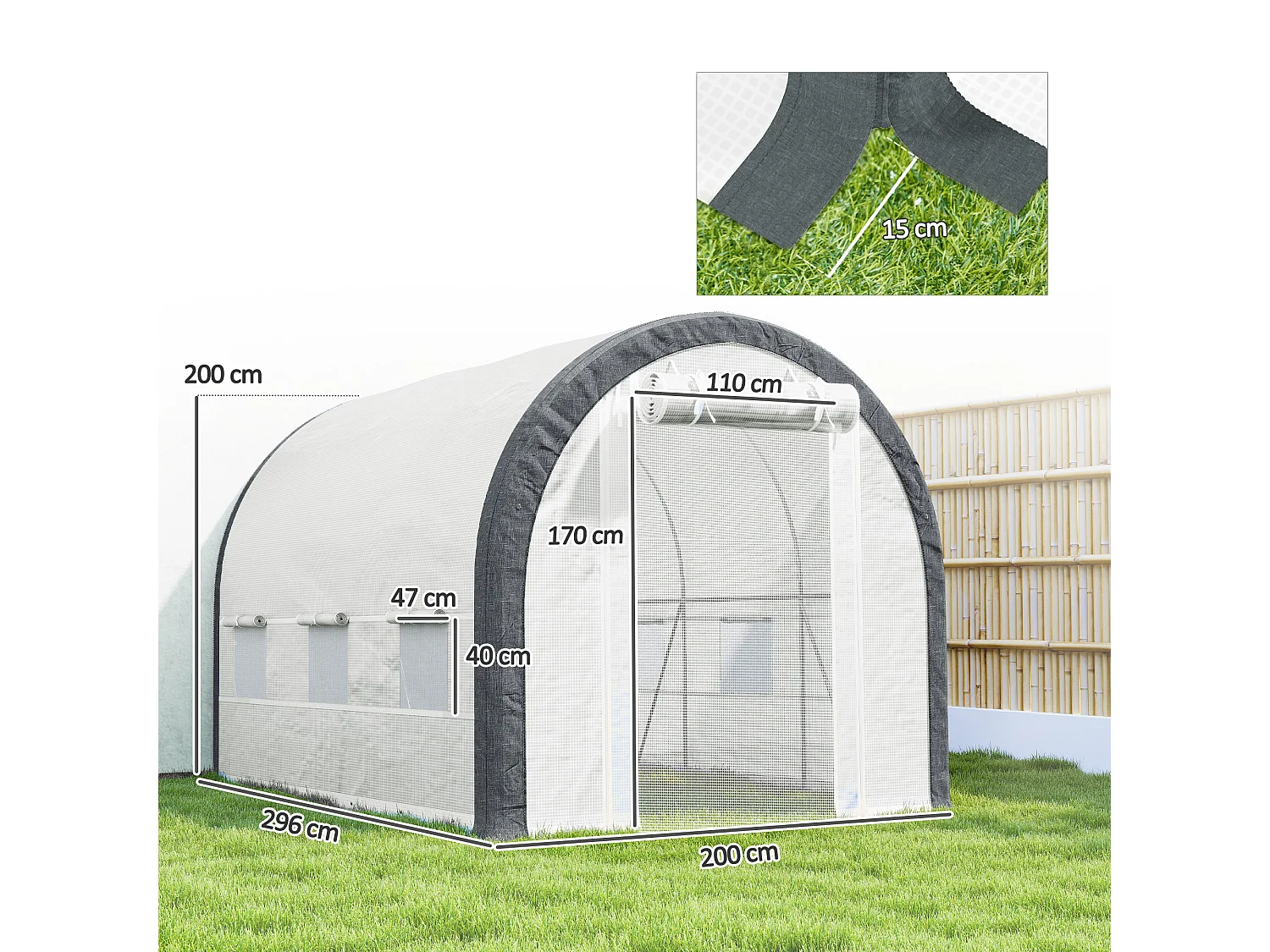 Outsunny Walk-in Tunnel Greenhouse, Upgraded Structure, Mesh Door & Windows