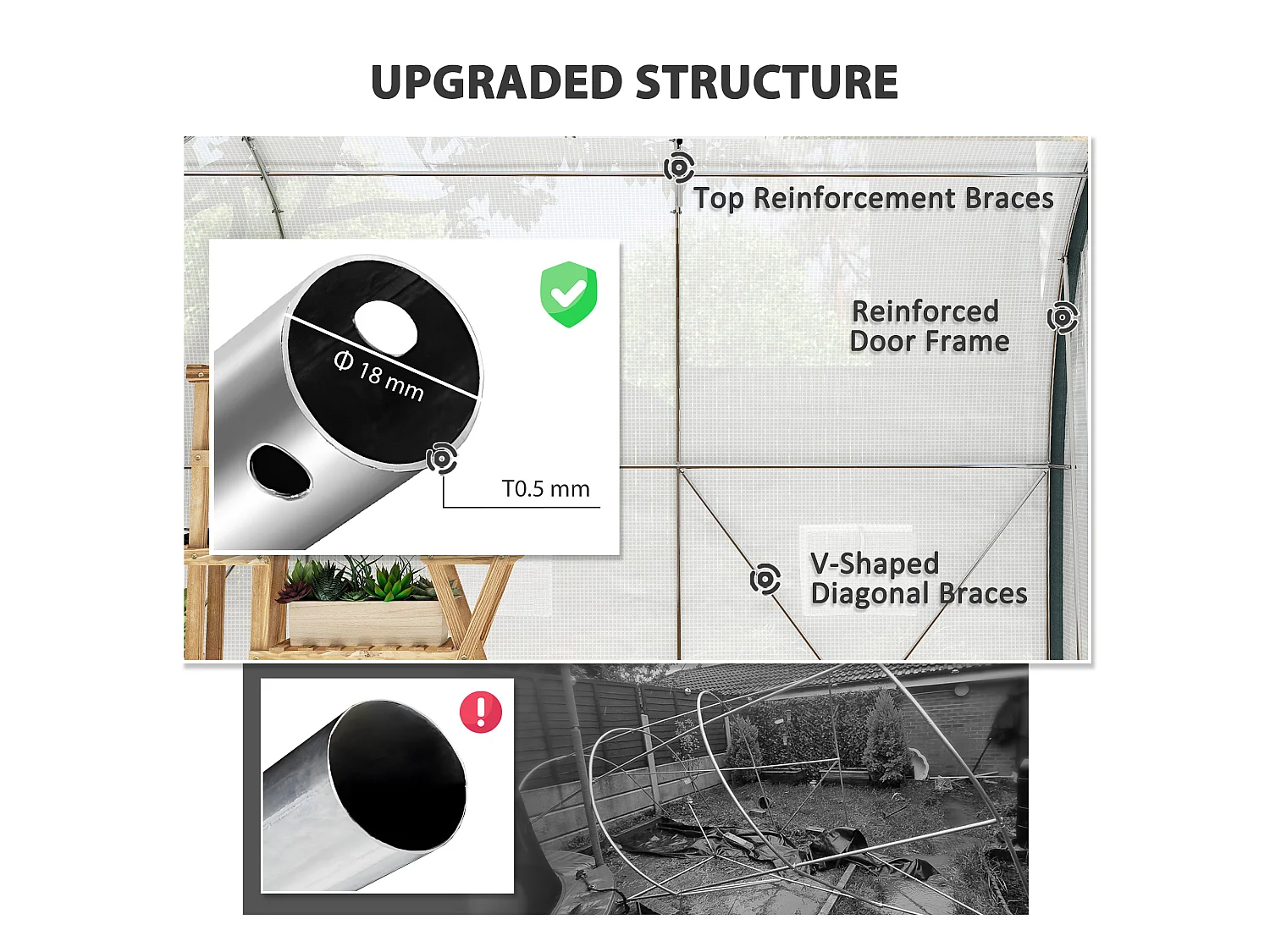 Outsunny Walk-in Tunnel Greenhouse, Upgraded Structure, Mesh Door & Windows