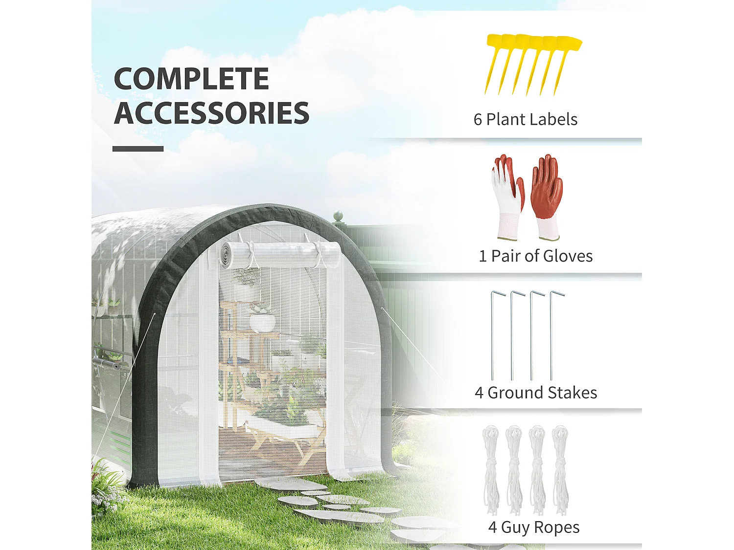 Outsunny Walk-in Tunnel Greenhouse, Upgraded Structure, Mesh Door & Windows