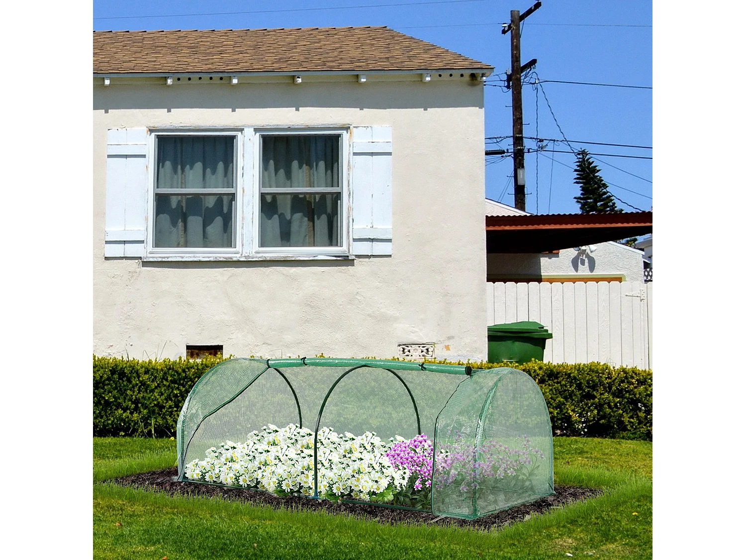 Outsunny Tunnel Greenhouse Grow House Steel Frame PE Green 200x100x80 cm
