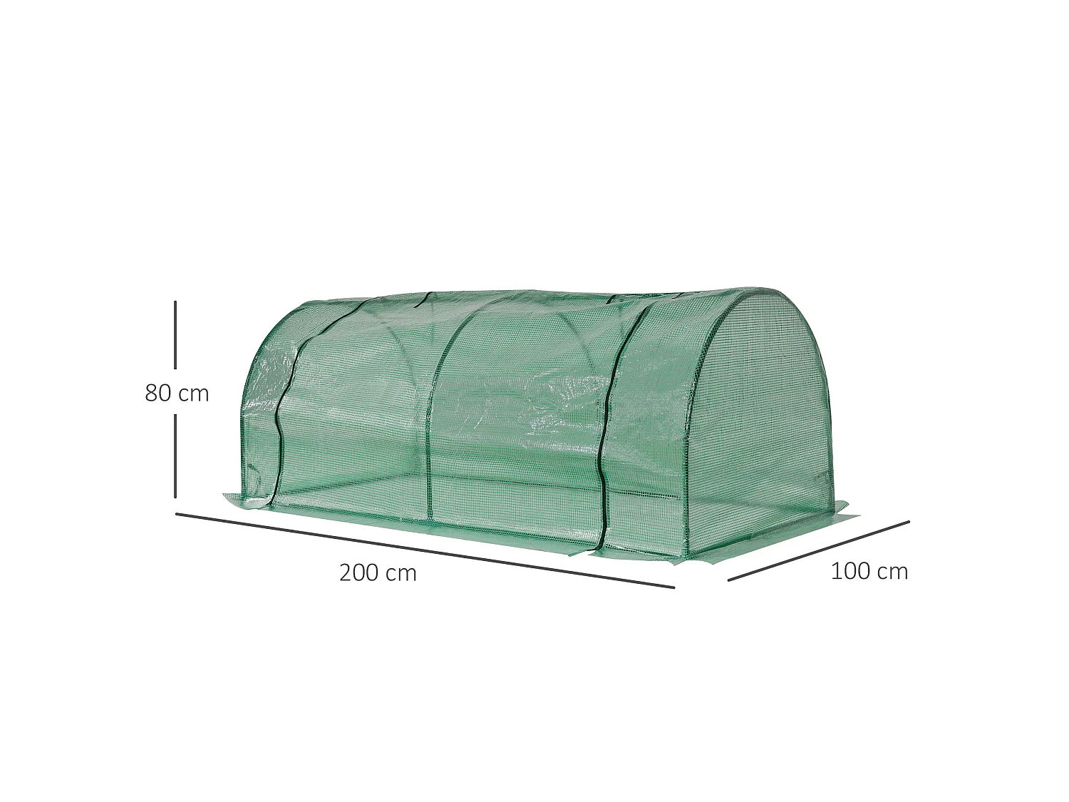 Outsunny Tunnel Greenhouse Grow House Steel Frame PE Green 200x100x80 cm
